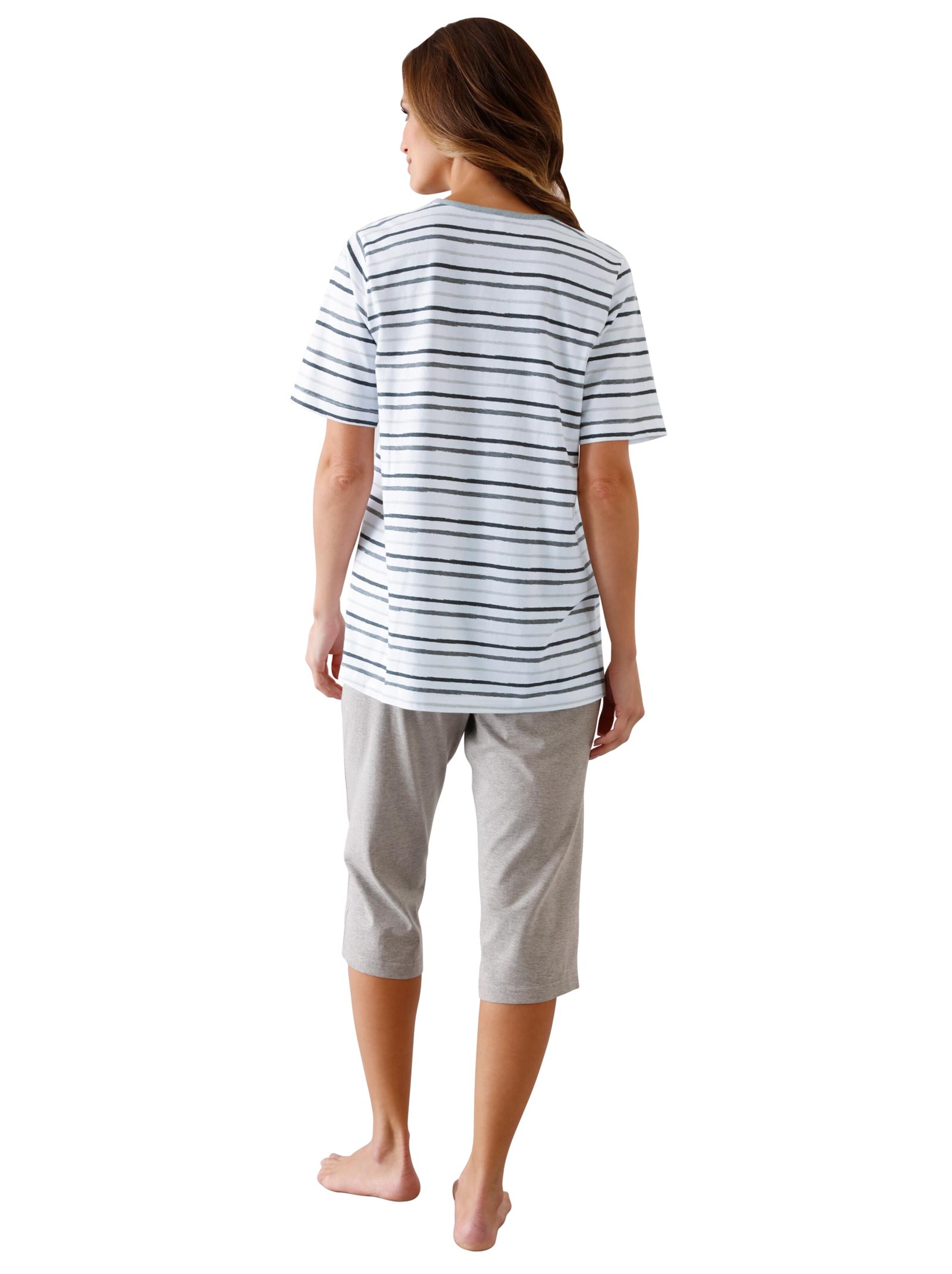 Capri-Schlafanzug - grau-bedruckt