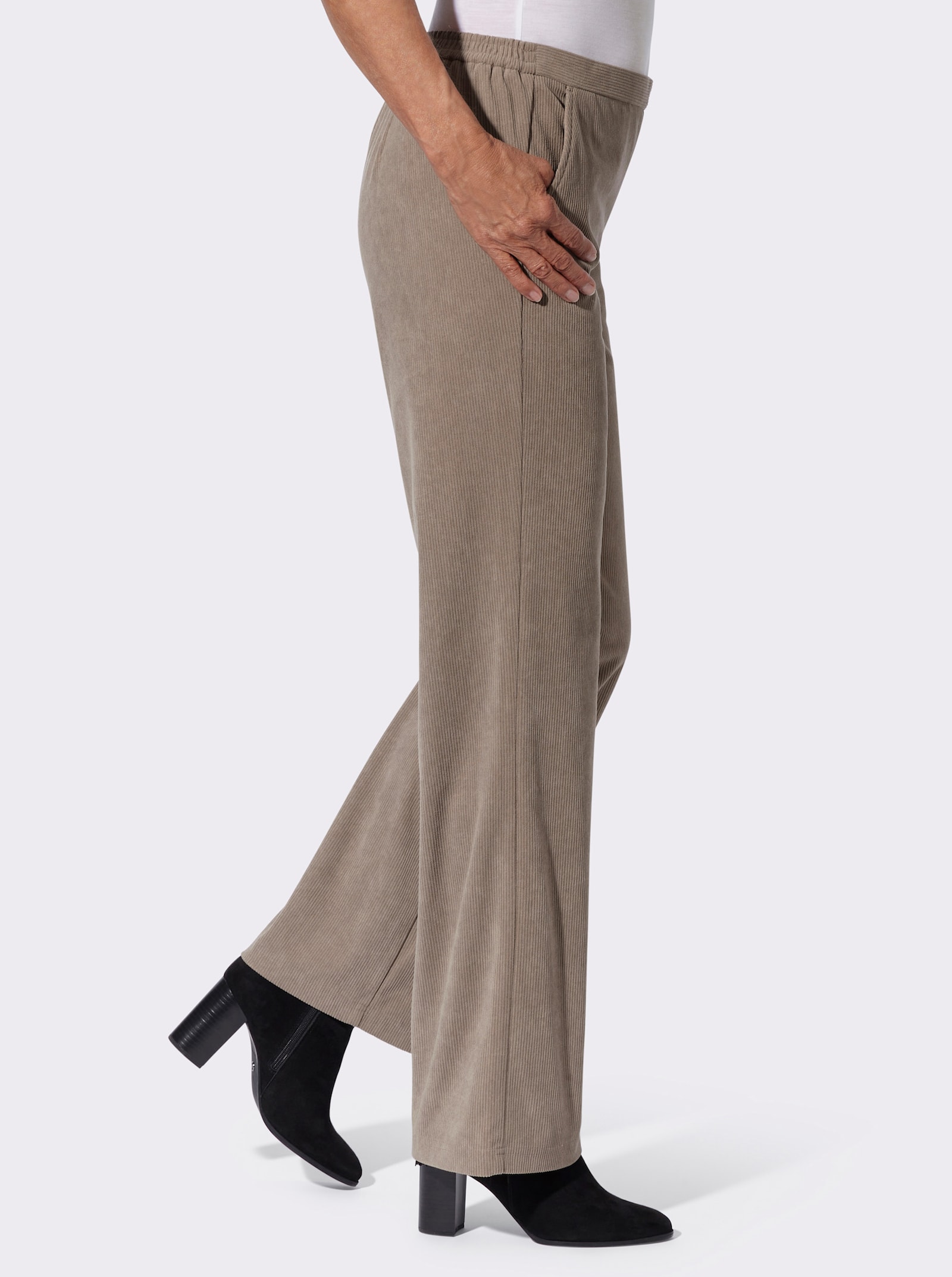 Cordhose in Schlupfform - taupe