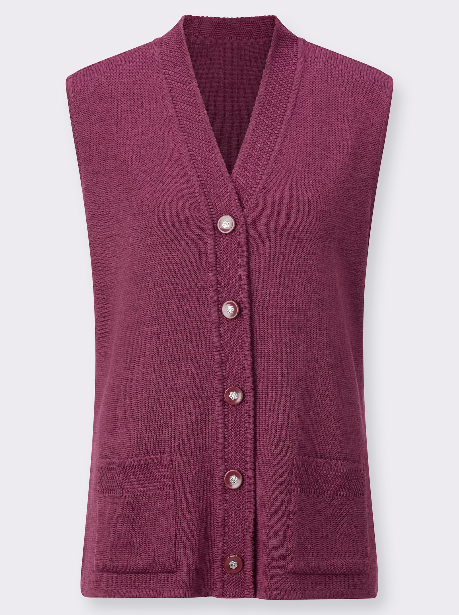 Strickweste mit Merinowolle - bordeaux