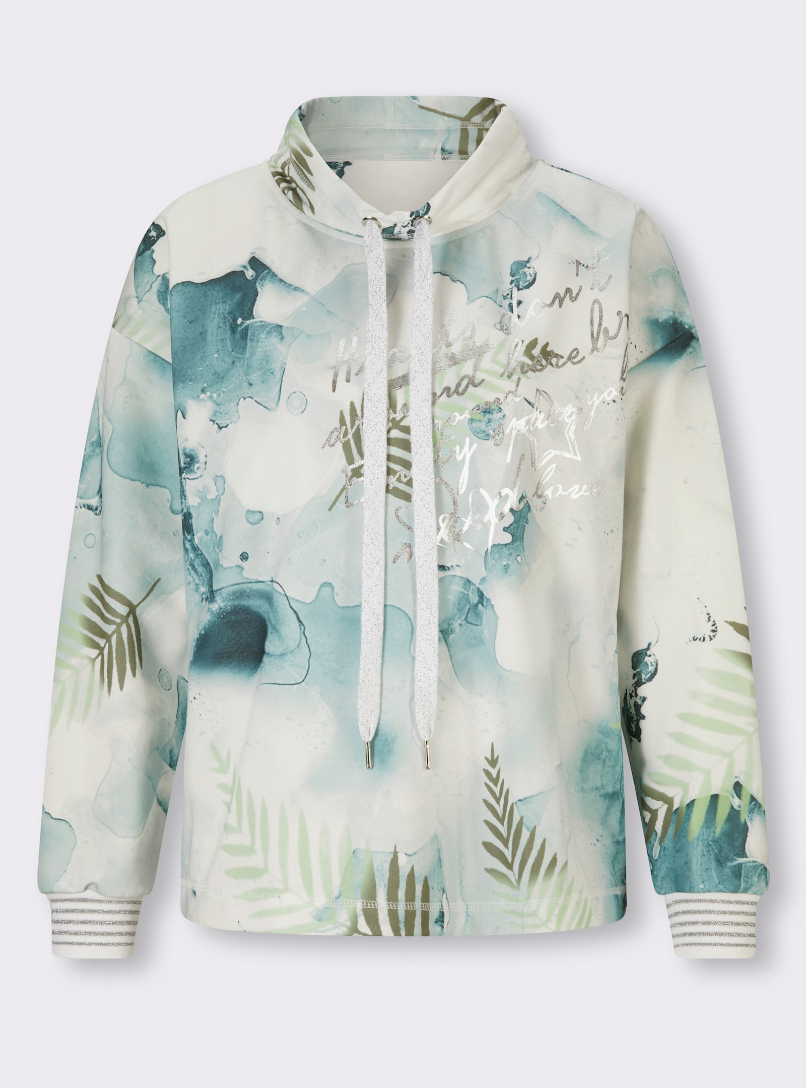 heine Sweatshirt im Batik-Look - salbei-ecru-bedruckt