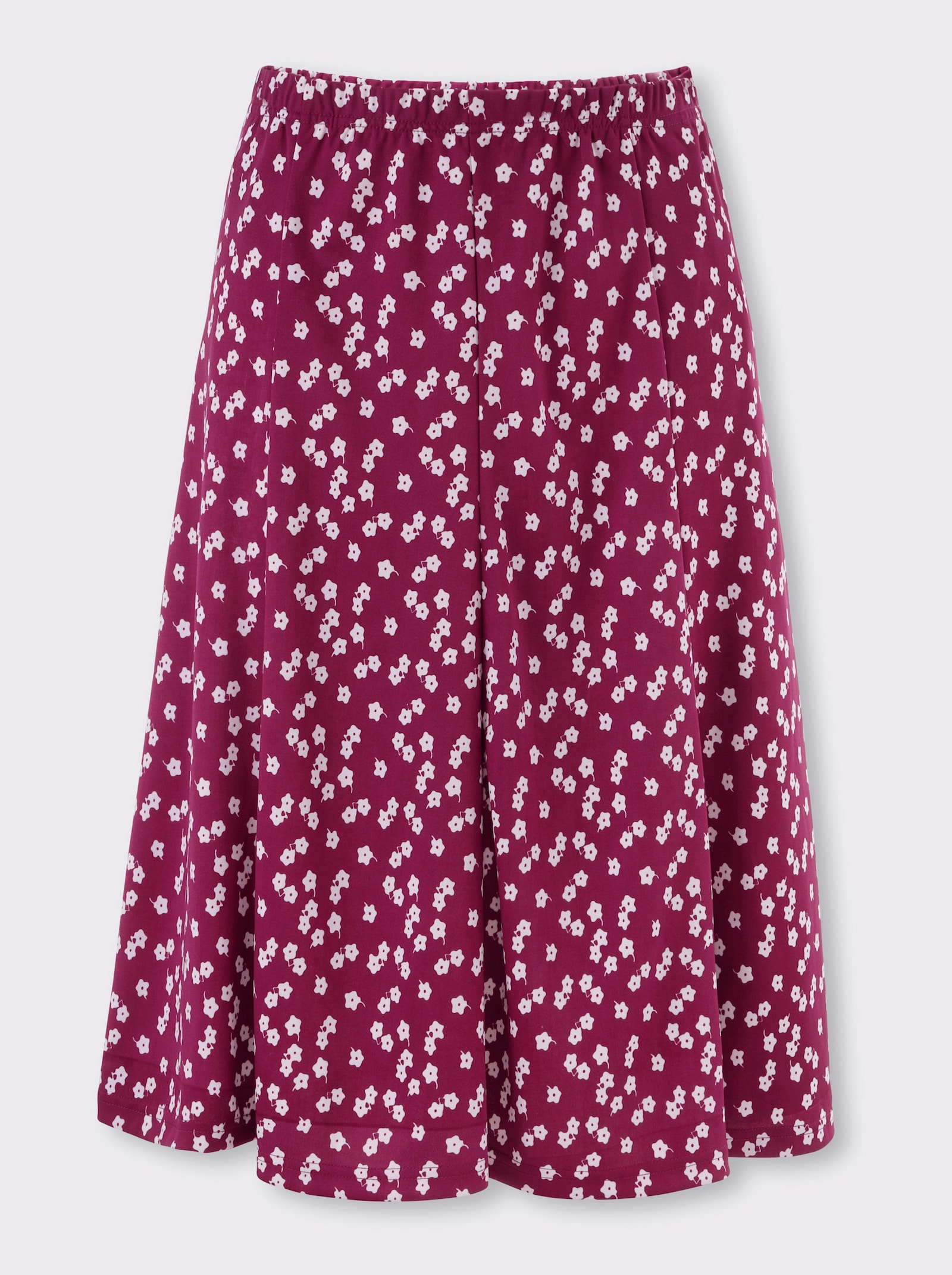Žerzejová sukně dílového střihu - bordó-bílá-potisk