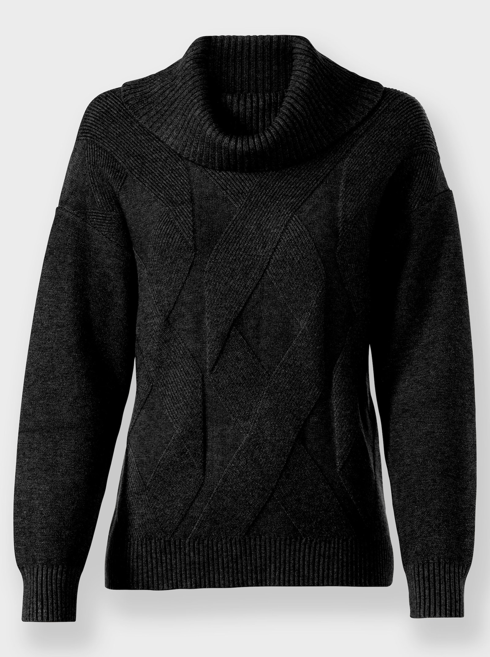 heine Rollkragenpullover mit Zopfmuster - schwarz