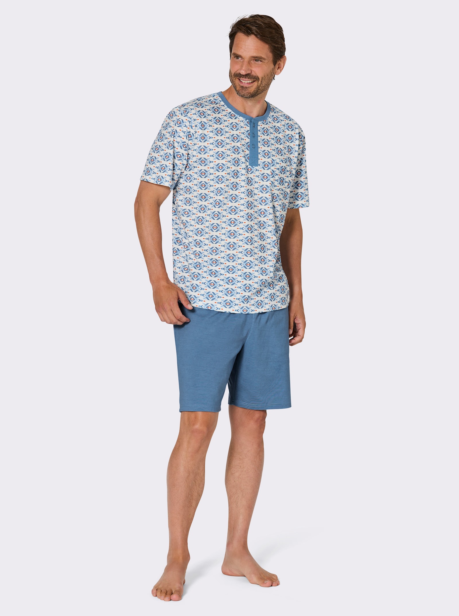 wäschepur men Shorty - mittelblau-champagner