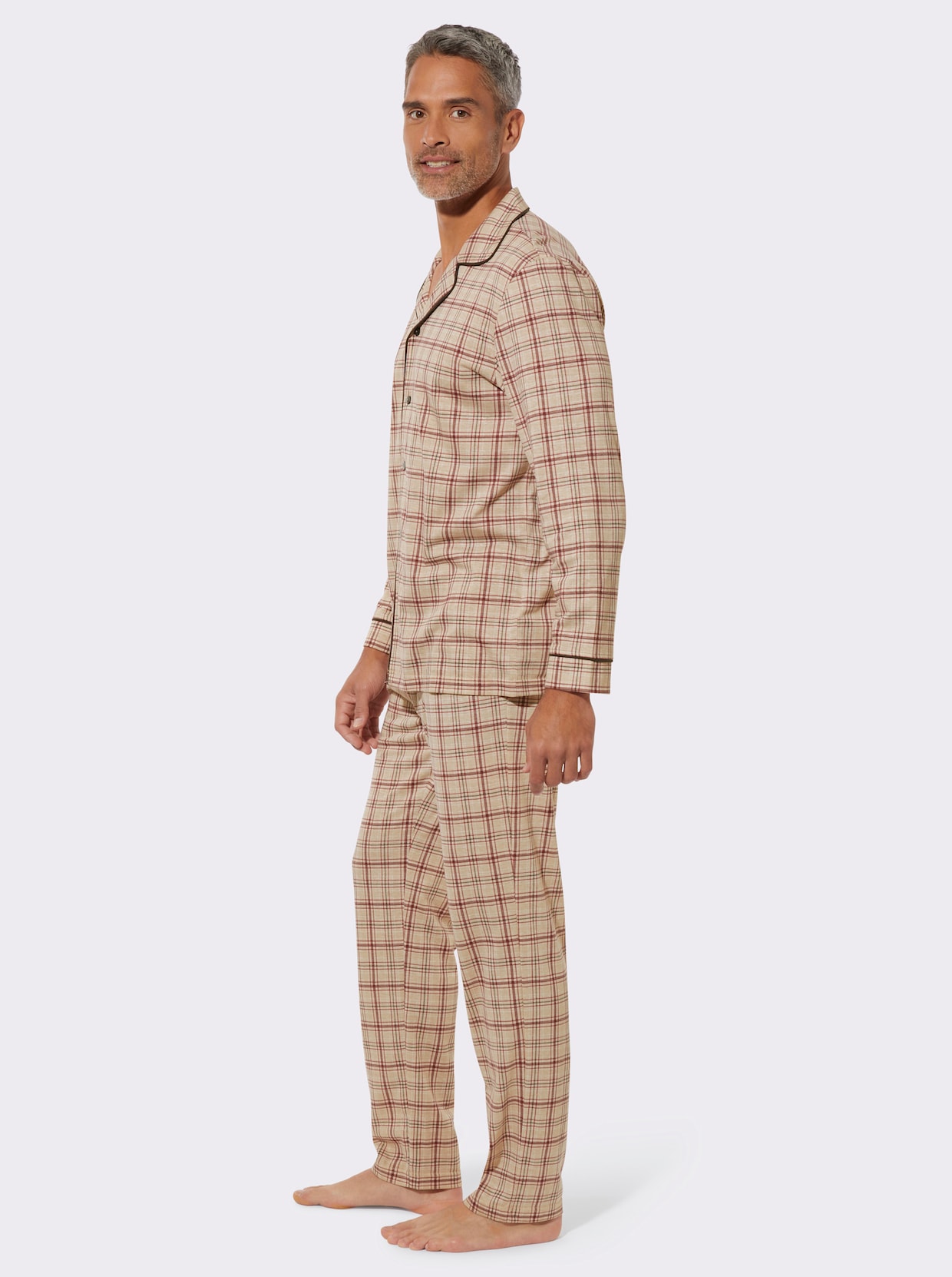 Pyjama - beige-kariert