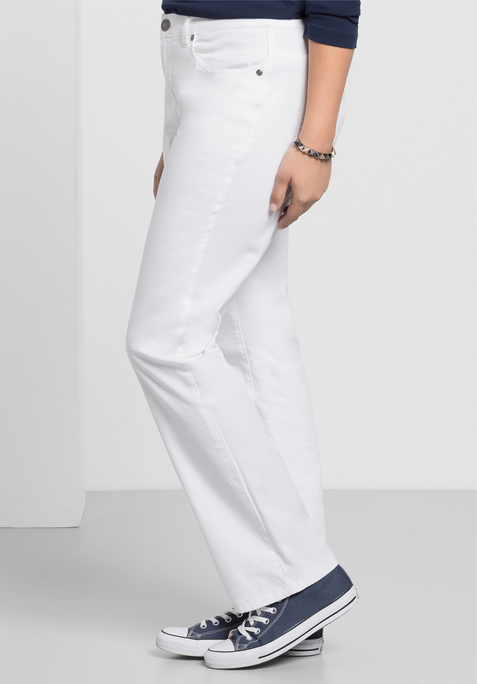 sheego Broek in recht model, van twill - wit