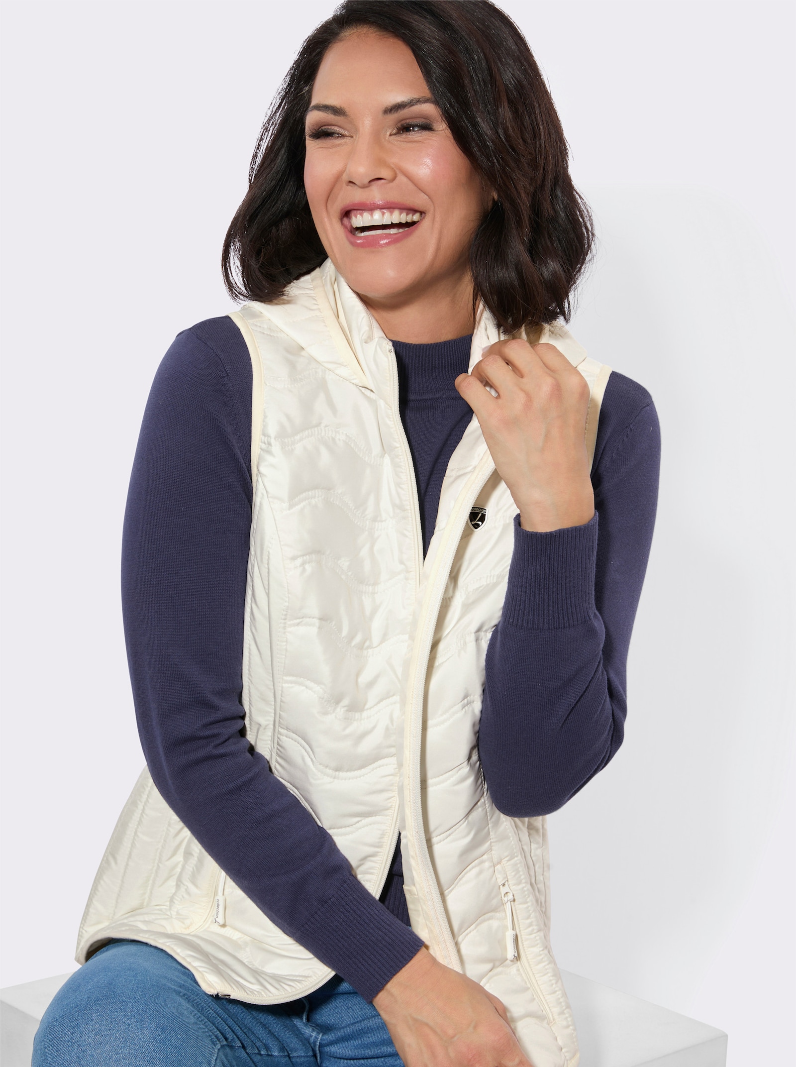 Steppweste mit verschiedener Steppung - ecru