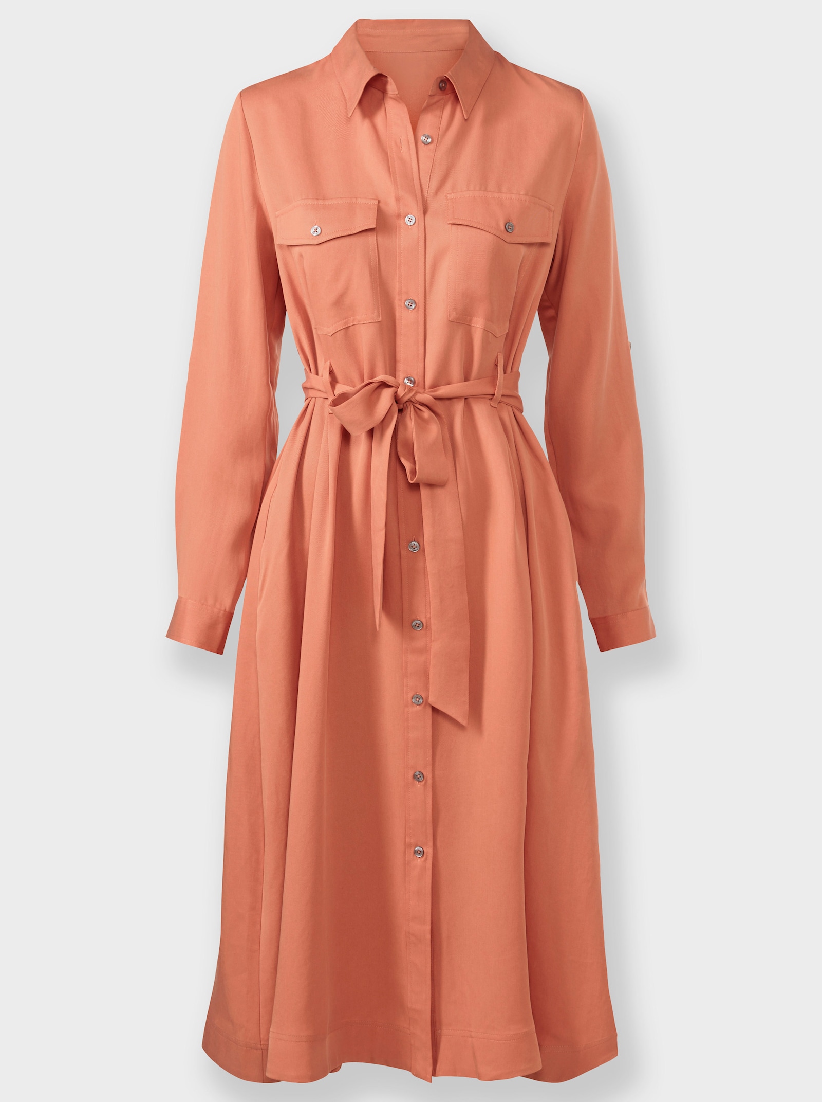 heine Webkleid mit ausgestelltem Rockteil - papaya