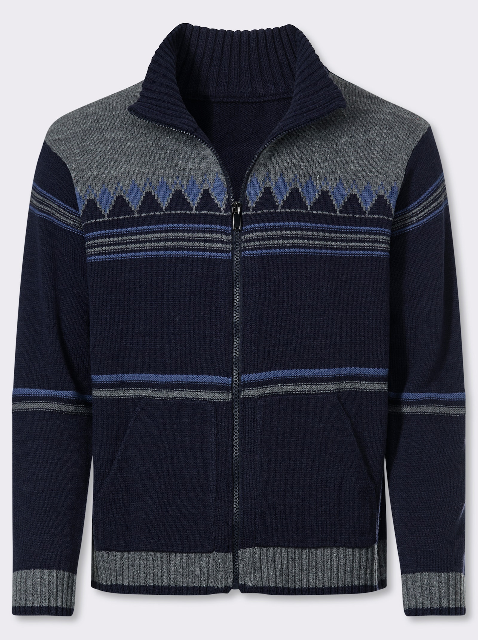 Catamaran Strickjacke mit Woll-Anteil - marine-gemustert