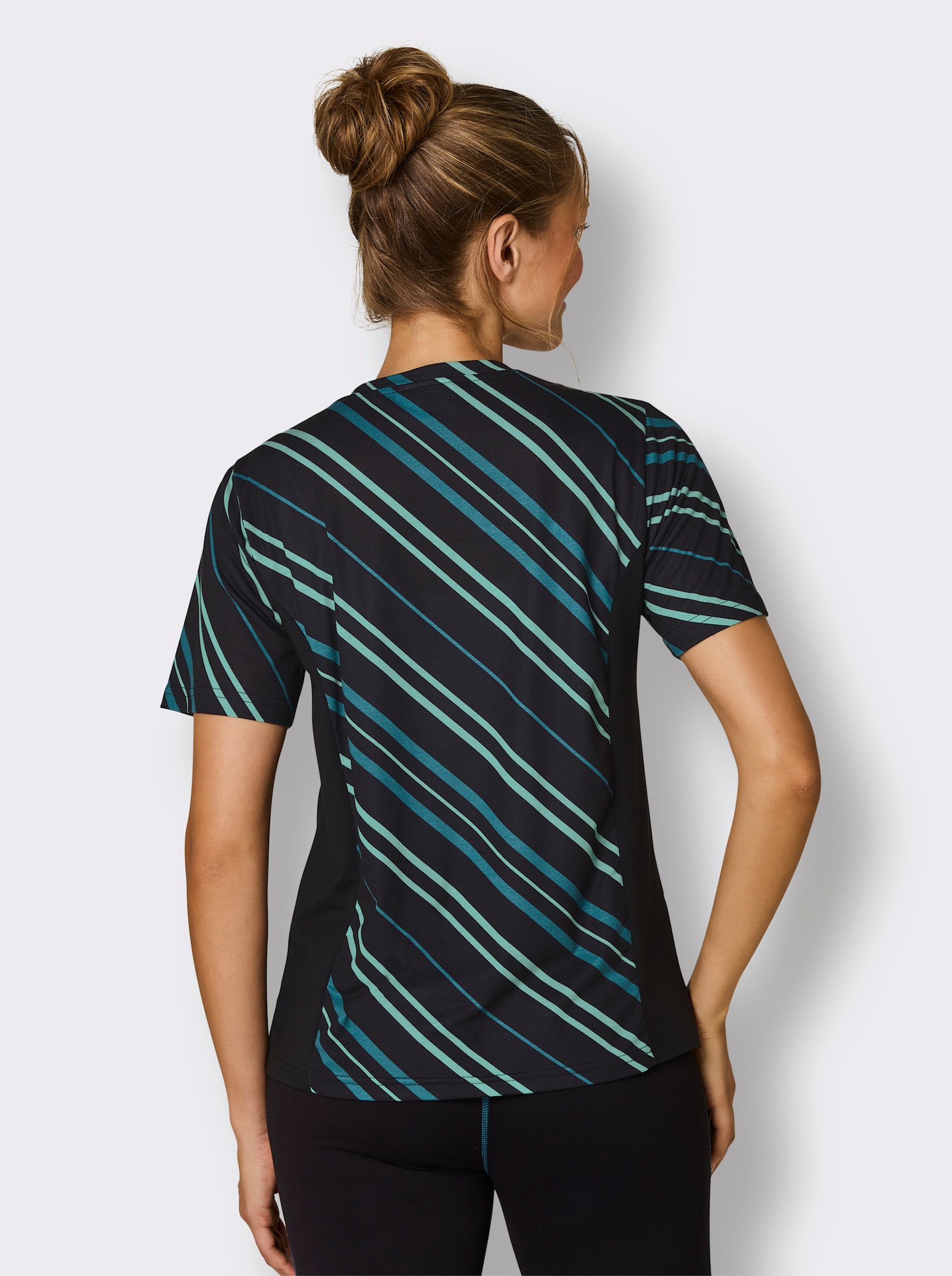 Catamaran Sports Funktionsshirt mit Kontrast-Einsätzen - blaugrün-gemustert