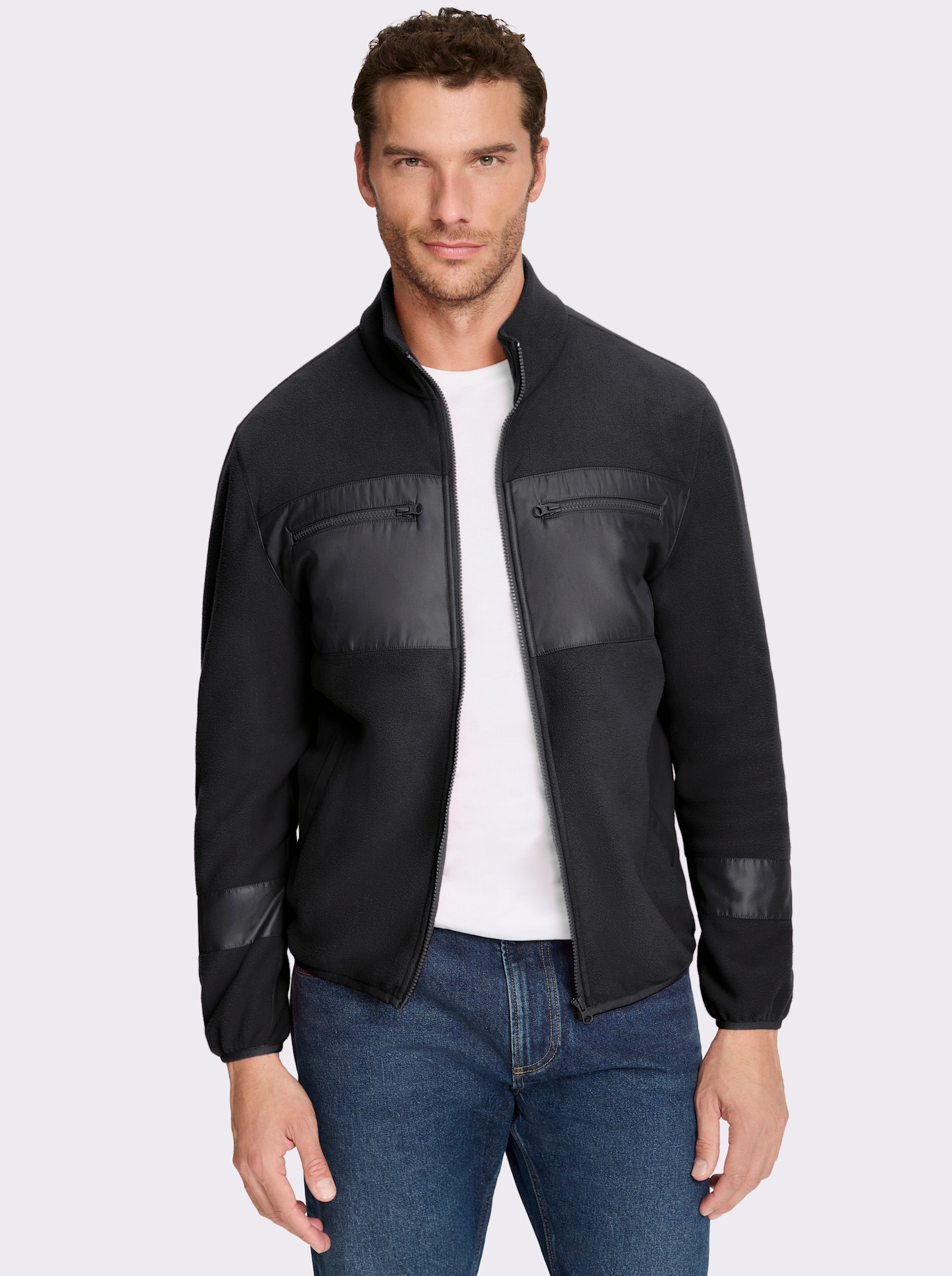 Marco Donati Fleecejacke mit 4 Taschen - schwarz