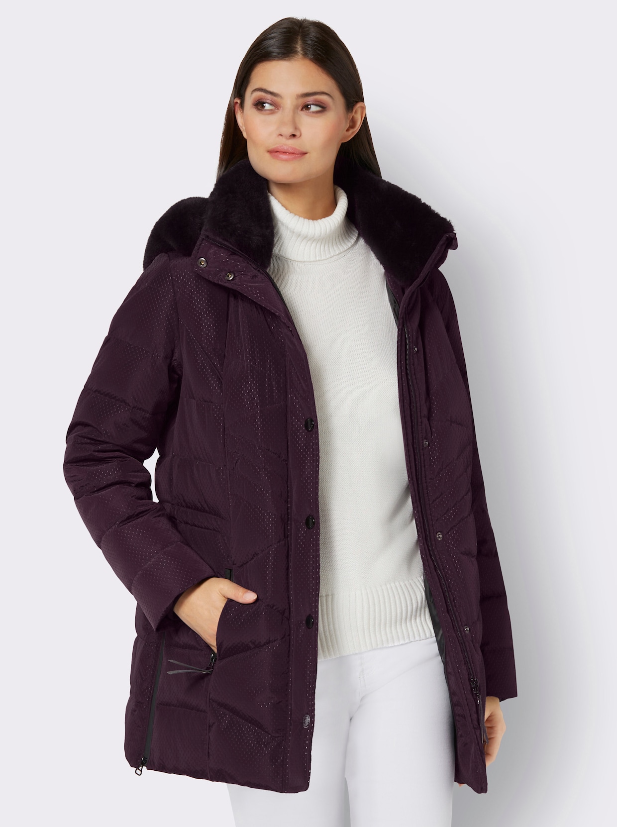 Daunen-Jacke - aubergine