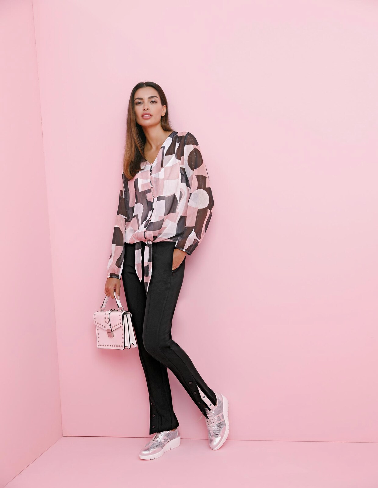 Rick Cardona Druckbluse - rosé-weiß