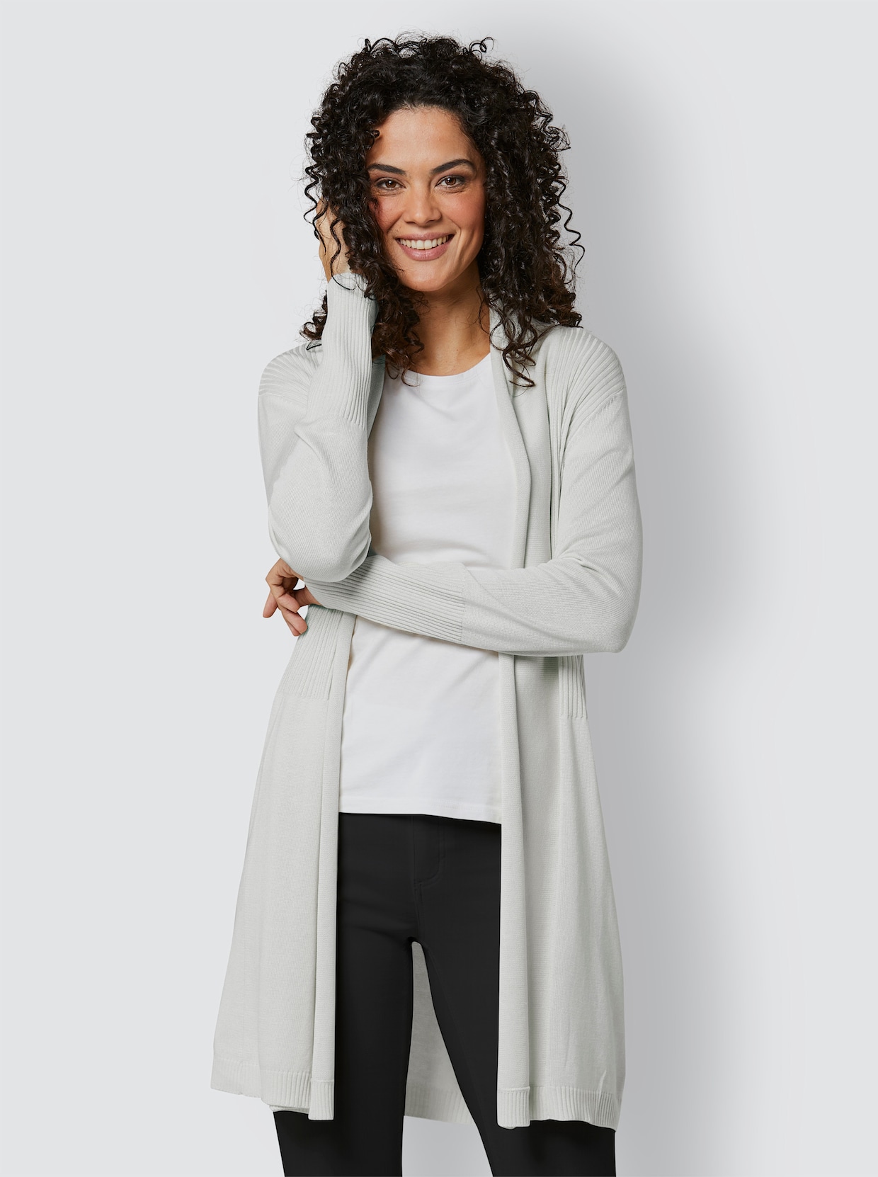 CREATION L PREMIUM Seiden-Kaschmir-Strickjacke - champagner