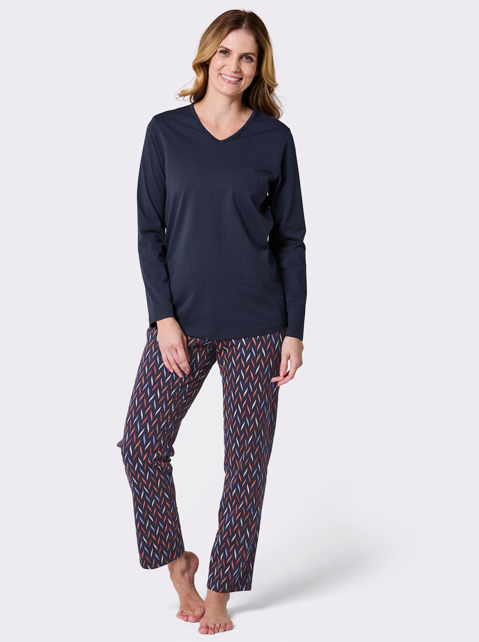 wäschepur Schlafanzüge im 2er-Pack - marine + elfenbein