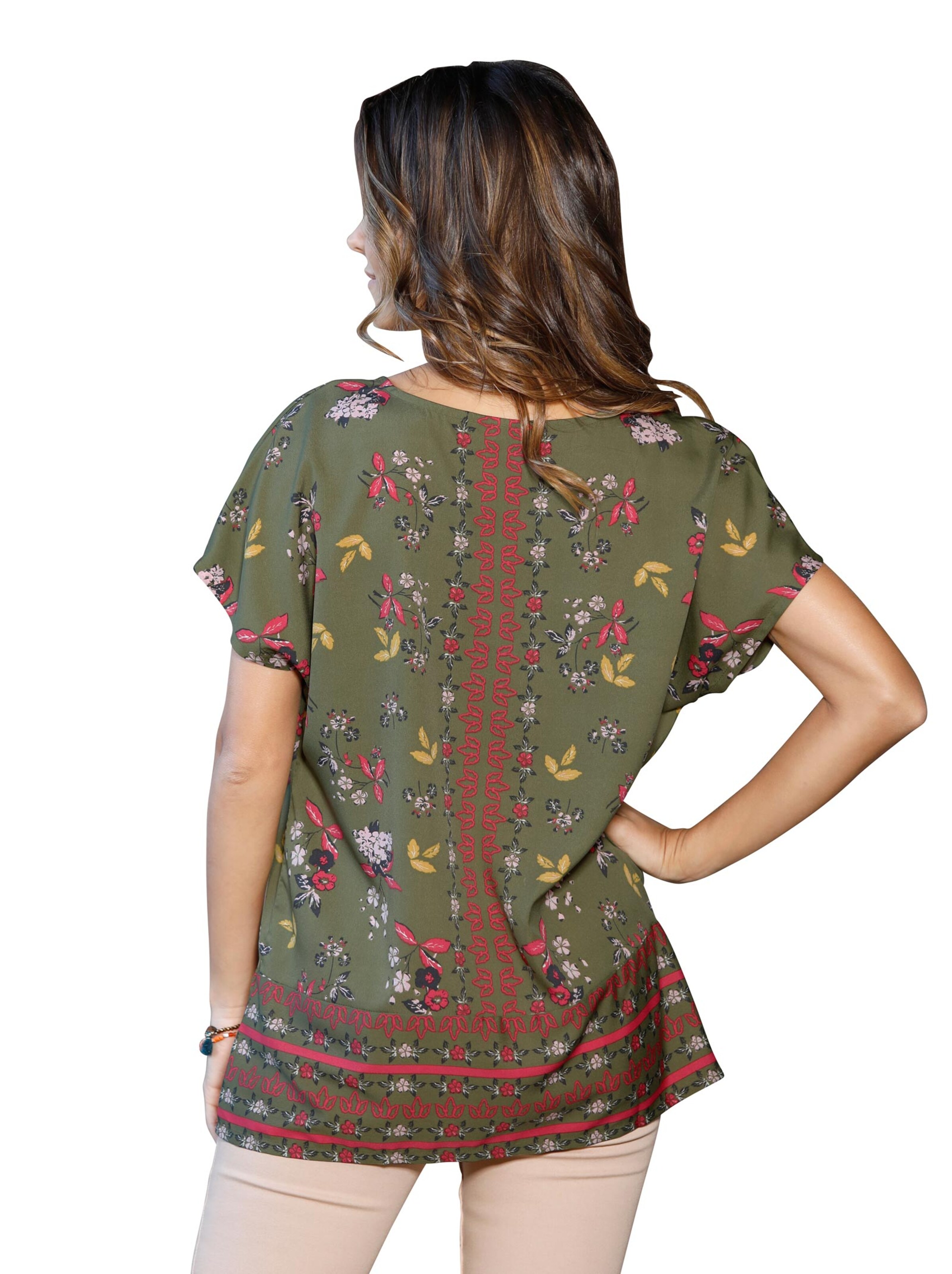 Bluse - oliv-gemustert