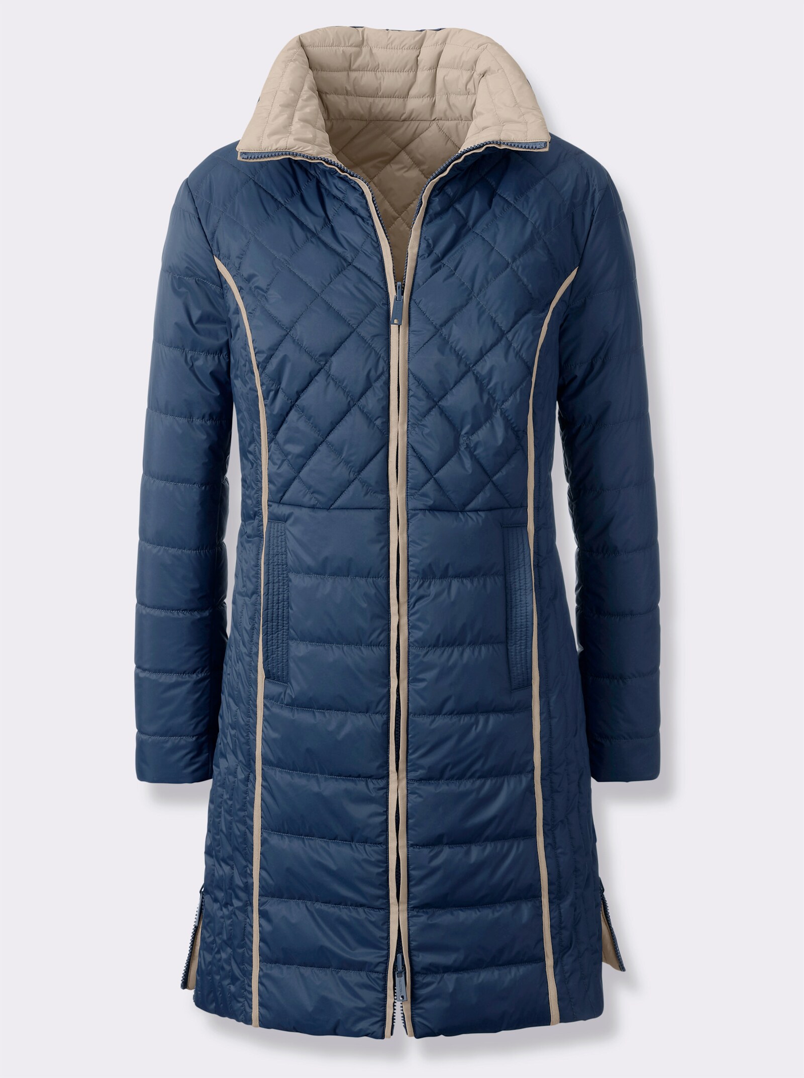 Keerbare gewatteerde mantel - donkerblauw