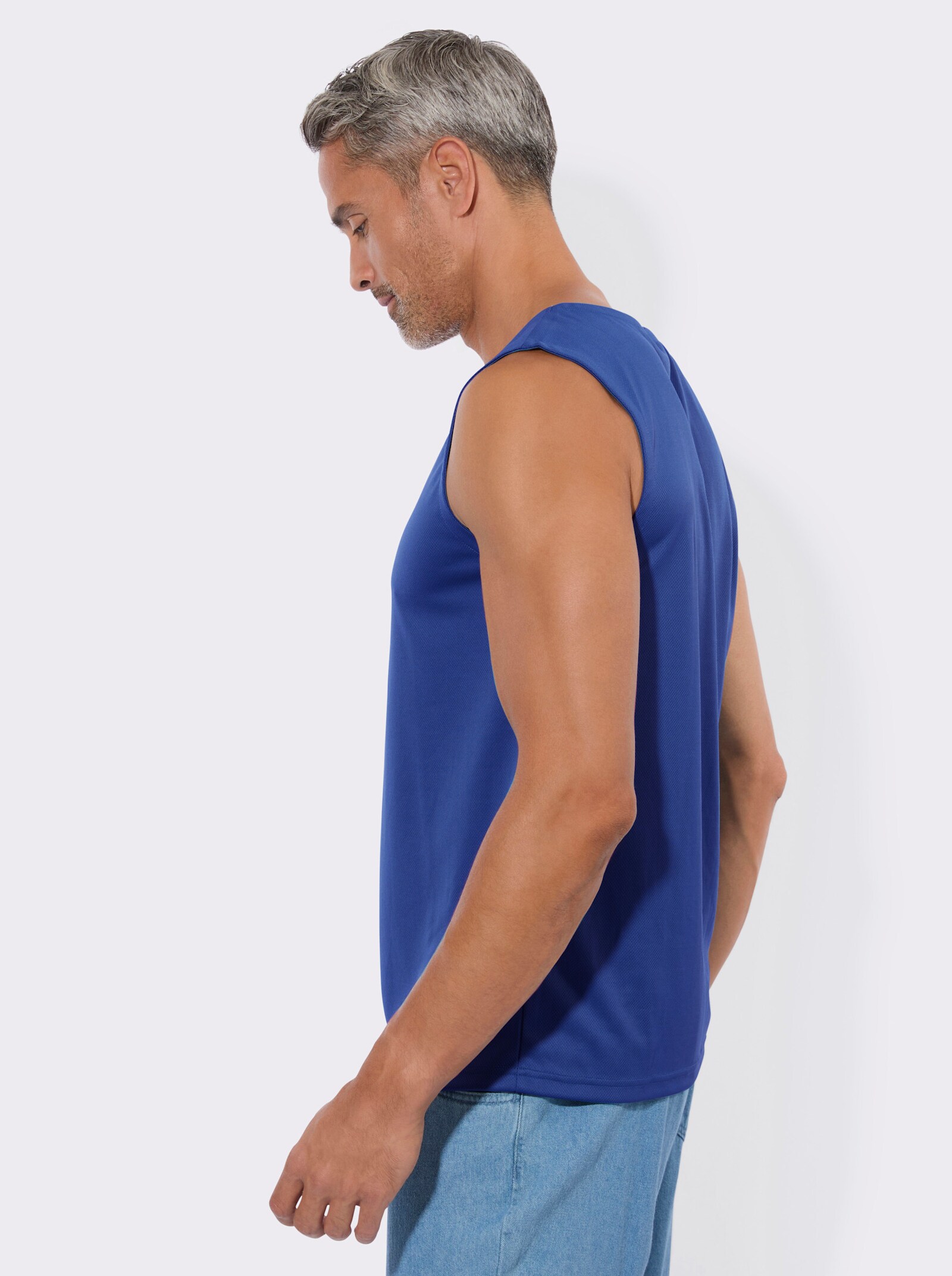 Achselshirt mit platziertem Schriftzug - royalblau