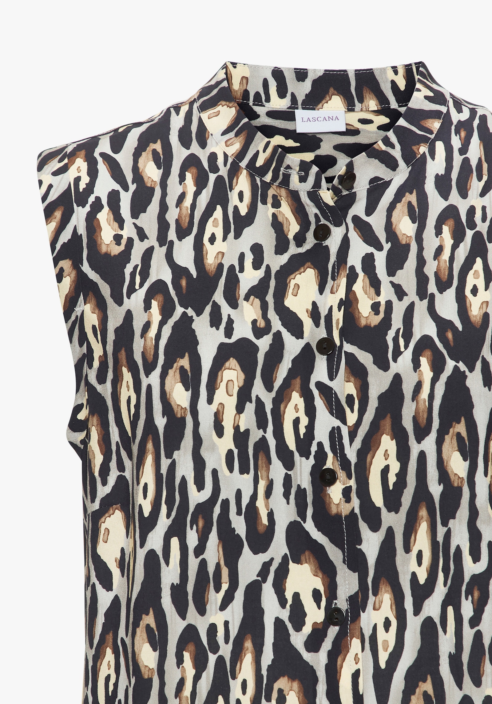 LASCANA Druckbluse - schwarz-grau-gelb bedruckt