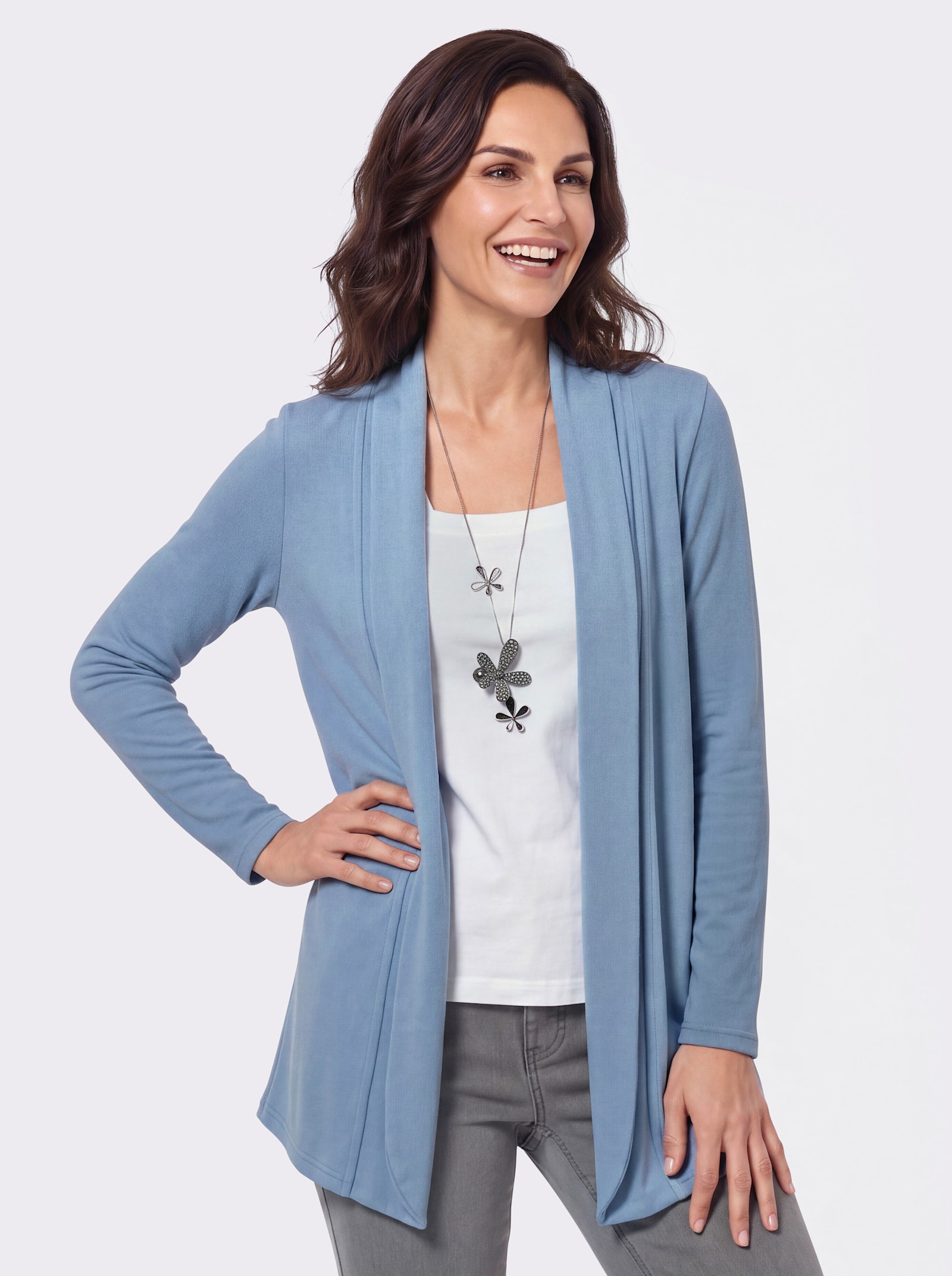 Shirtjacke in Feinstrick-Optik - bleu