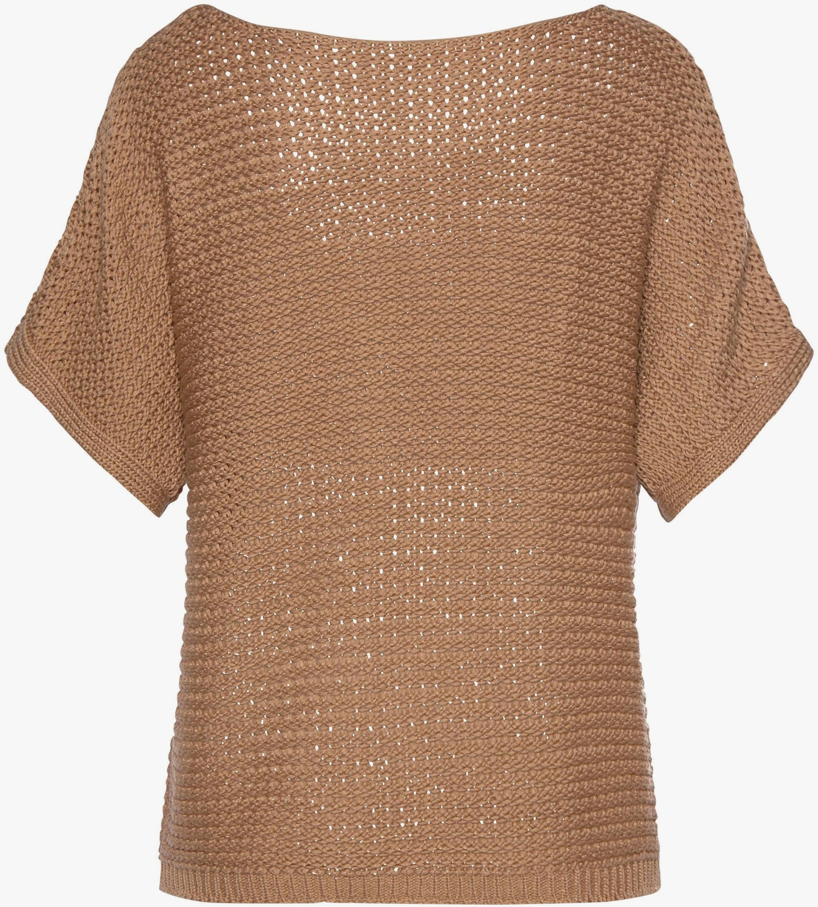 LASCANA Kurzarmpullover - camelfarben