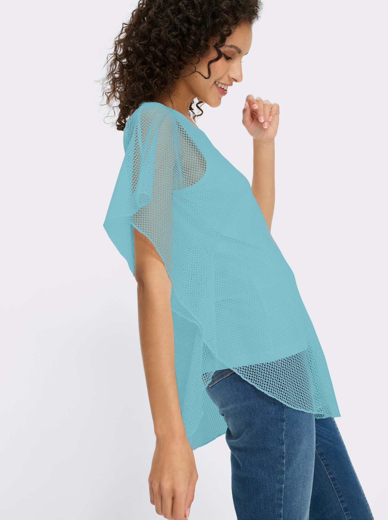 heine Kurzarmshirt im Poncho-Stil - aquamarin