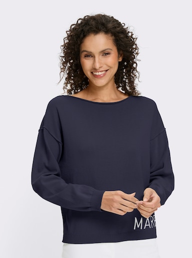 heine Baumwollpullover mit Seitenschlitzen - marine