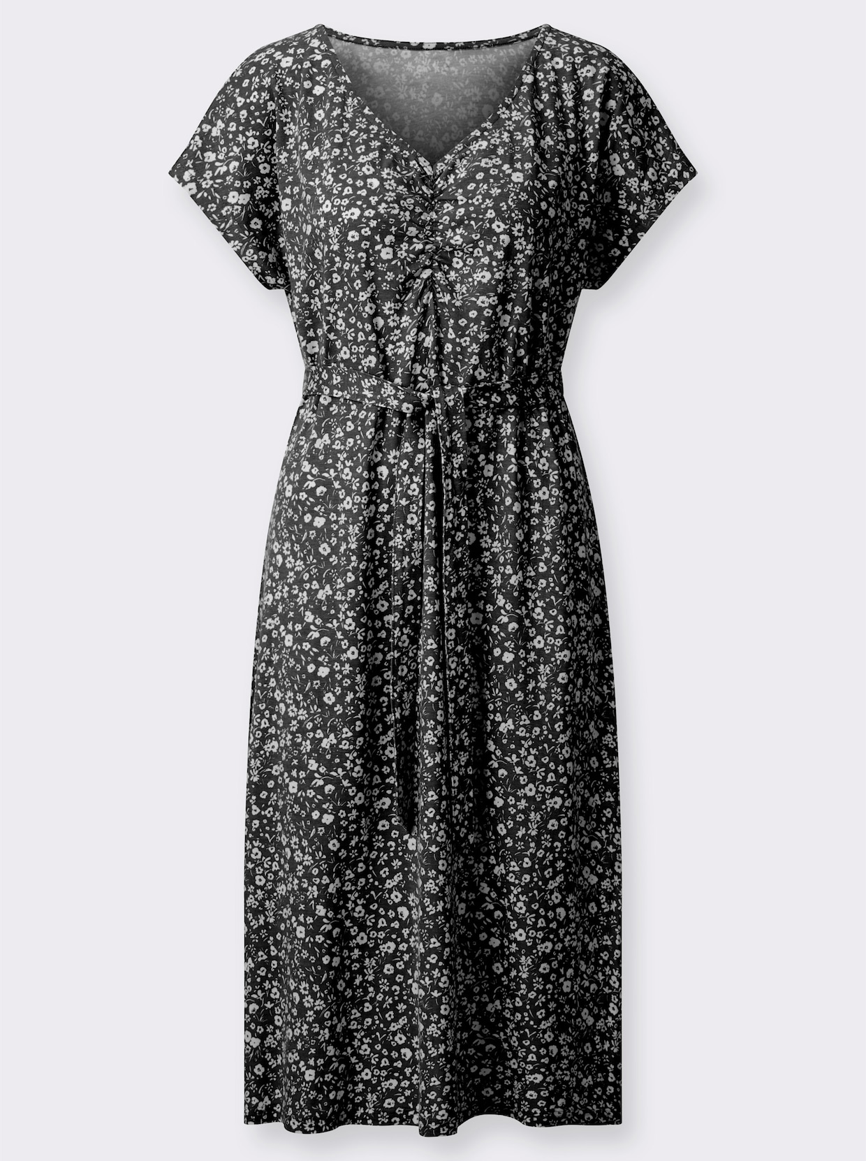 Jersey-Kleid - schwarz-weiß-bedruckt