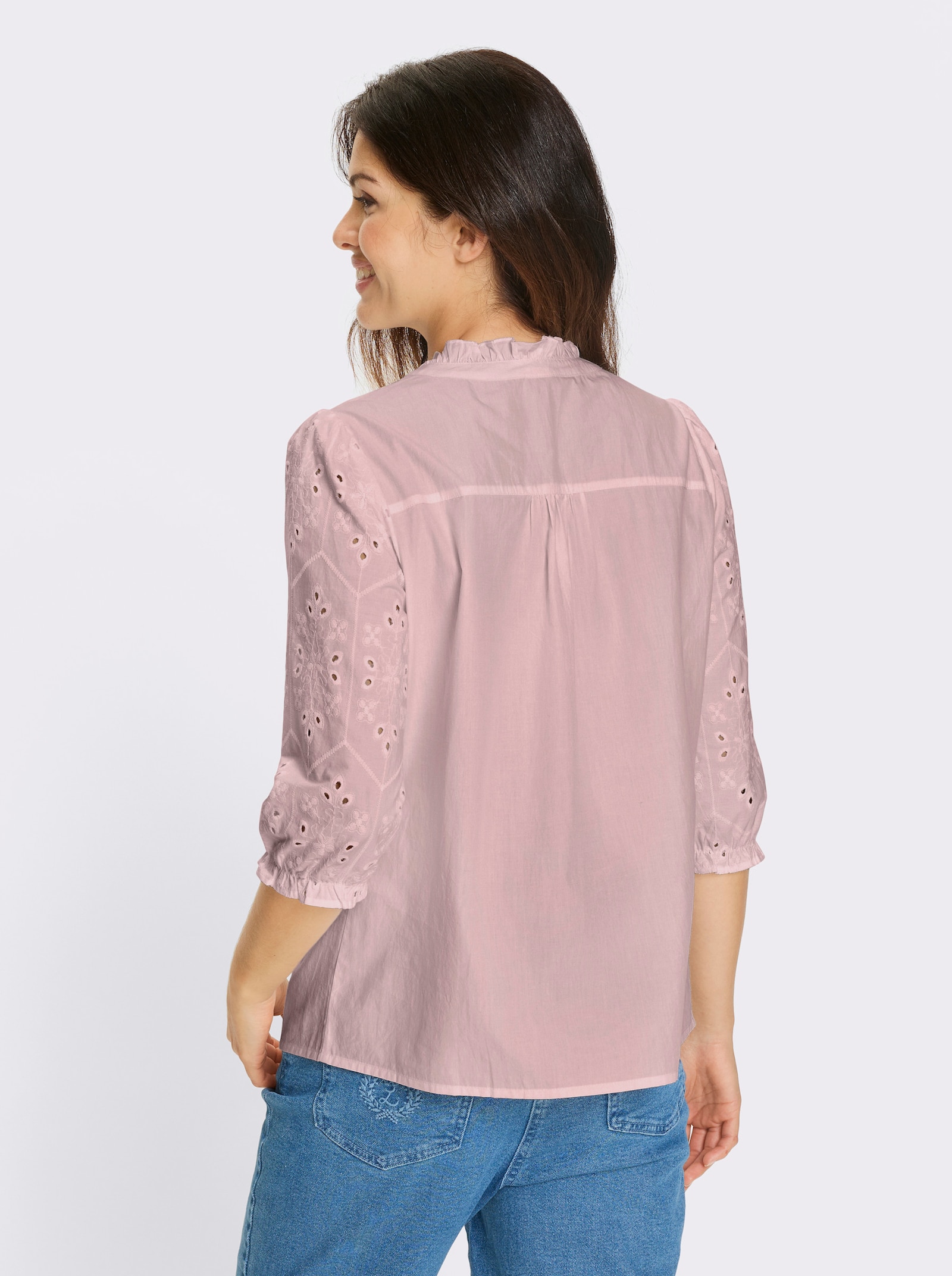 Baumwollbluse mit Lochstickerei - hortensie