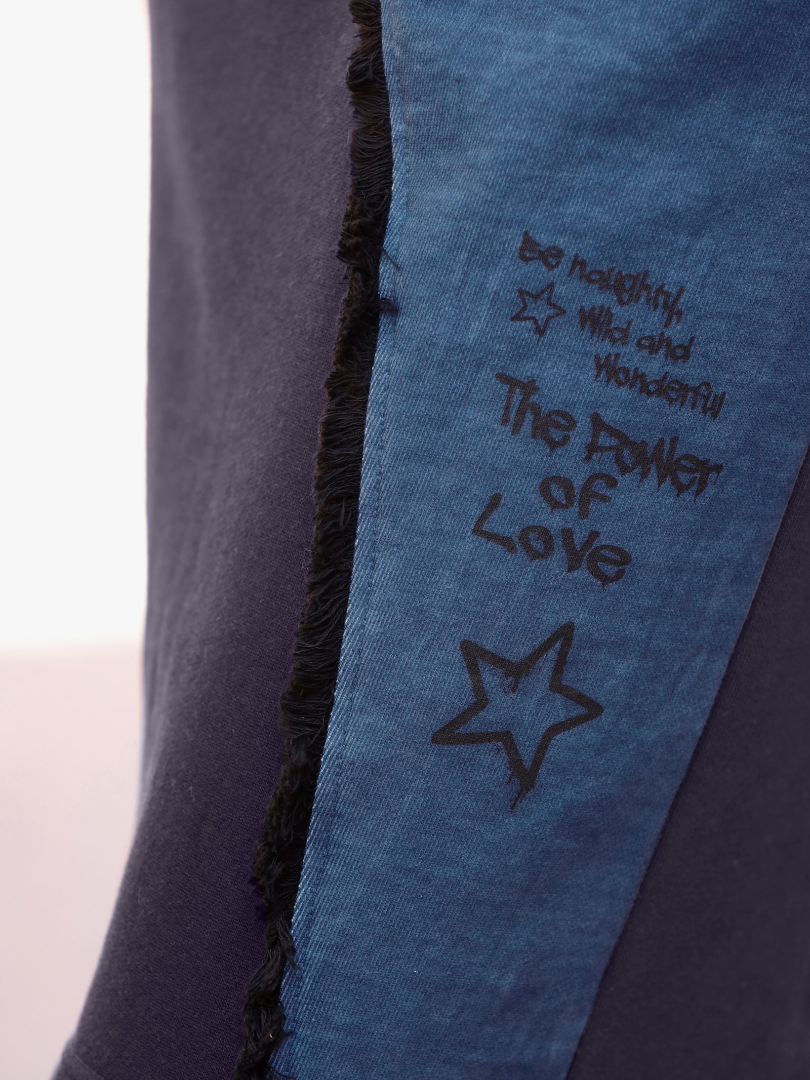 heine Sweatkleid mit Troyerkragen - jeansblau-gemustert