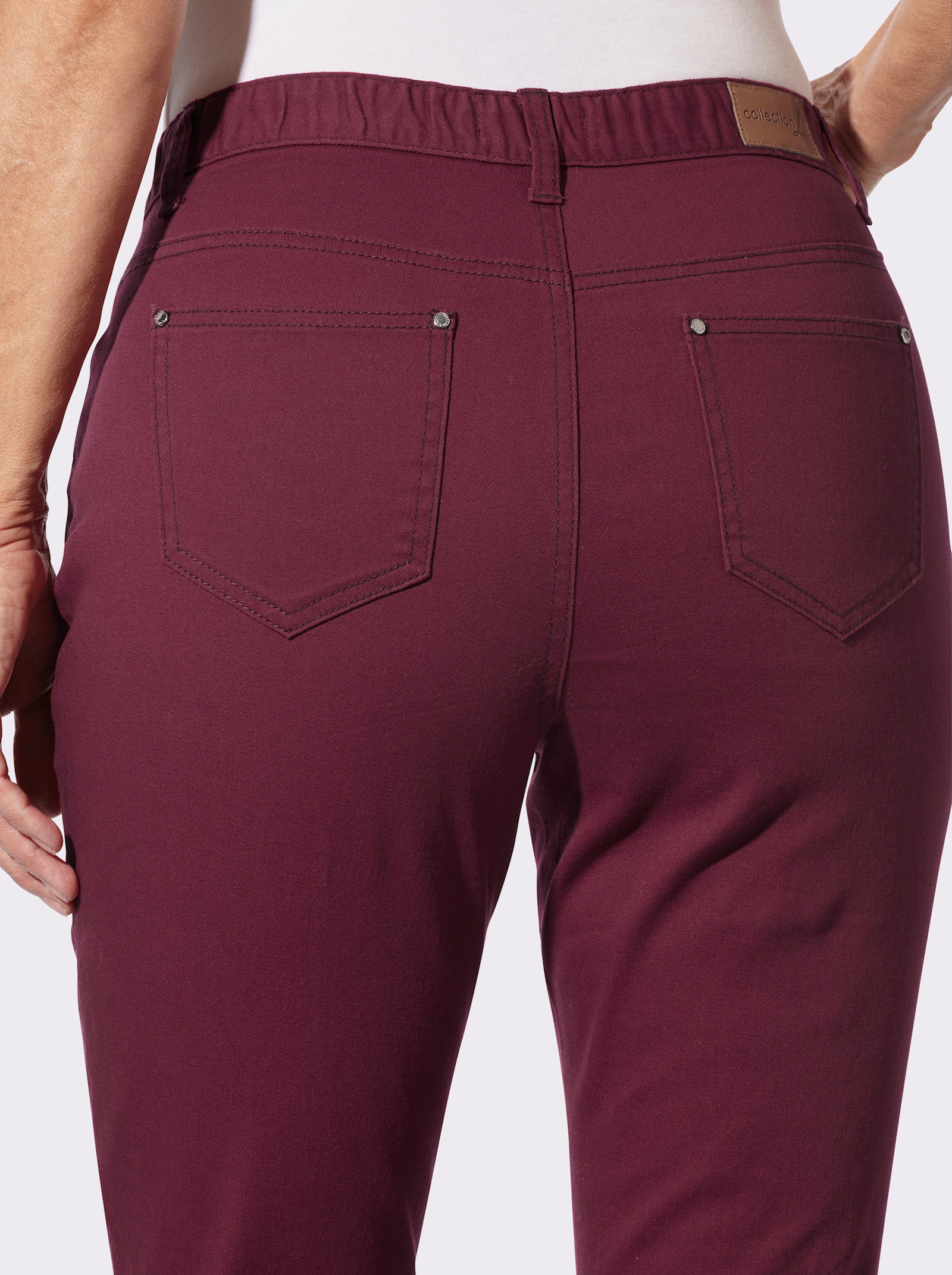 5-Pocket-Jeans mit Rauten-Steppung - bordeaux