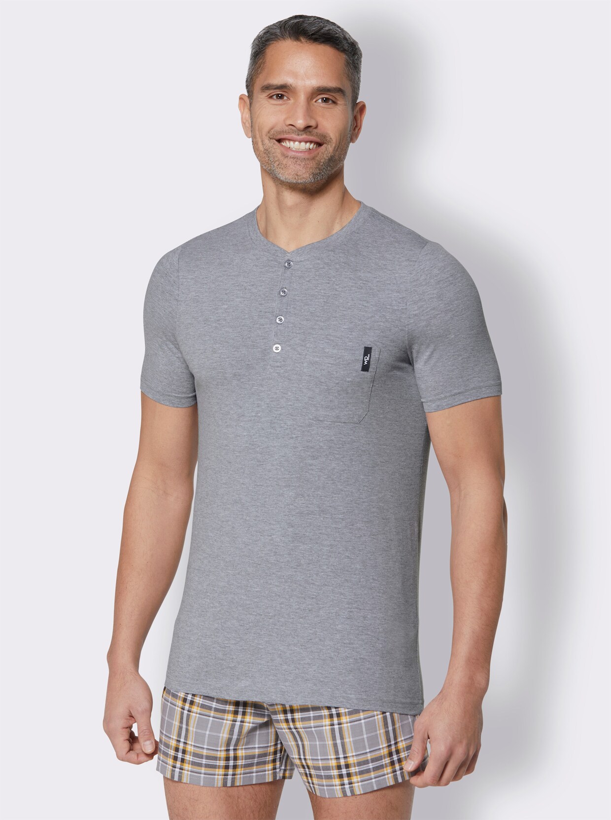 wäschepur Shirt - schwarz + grau-meliert