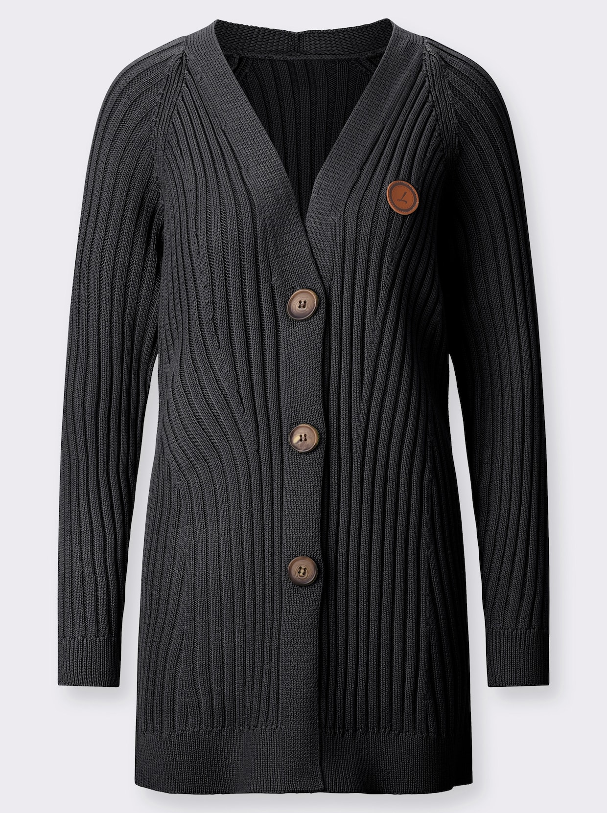 Lang gebreid vest - zwart