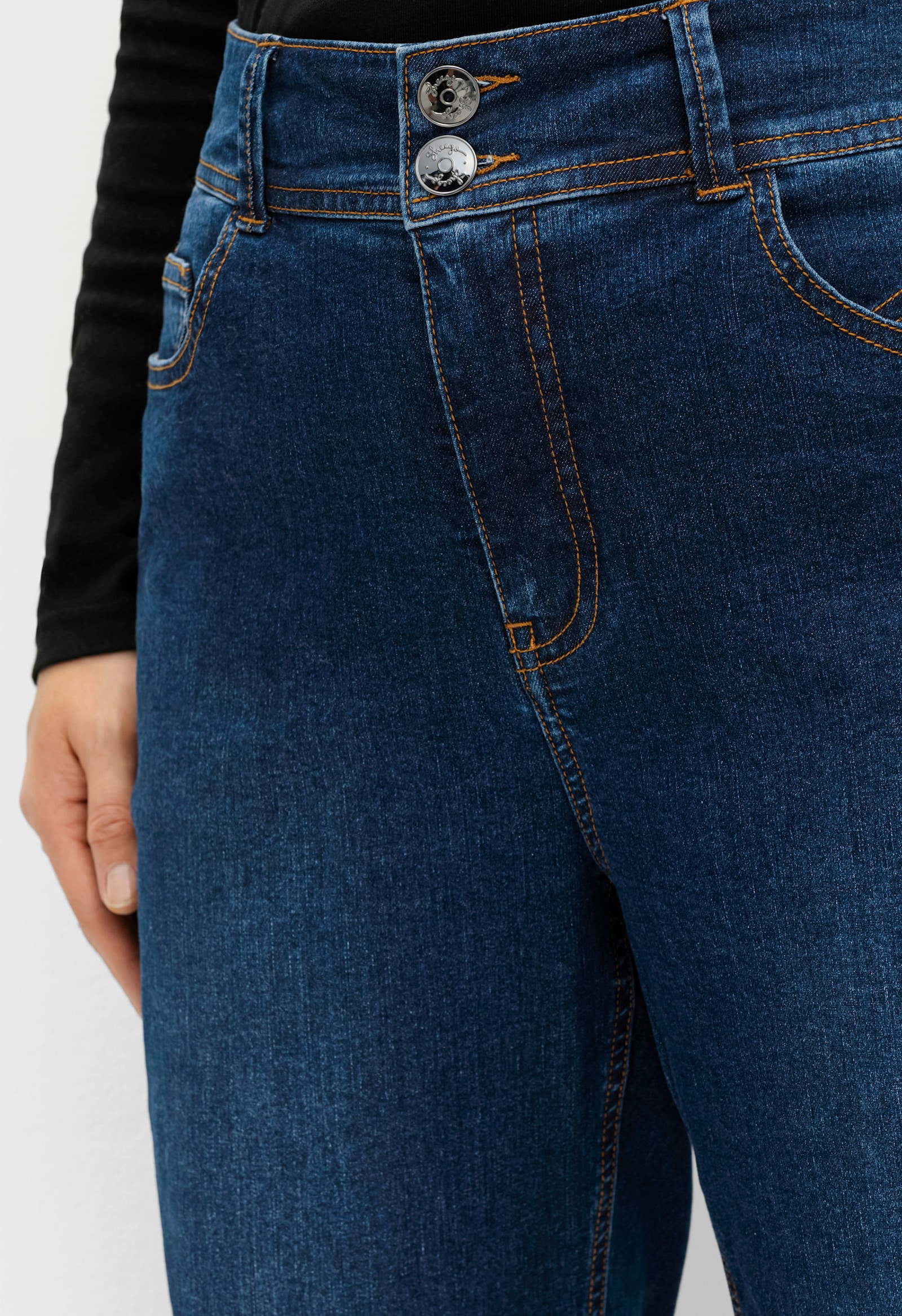 sheego Bootcut-jeans met high-waist-band - dark blue denim