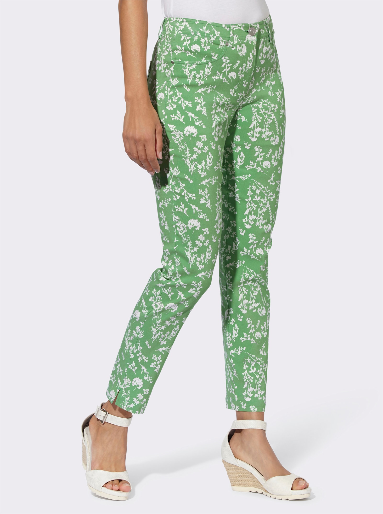 Bengalinhose mit floralem Druck - apfel-ecru-bedruckt