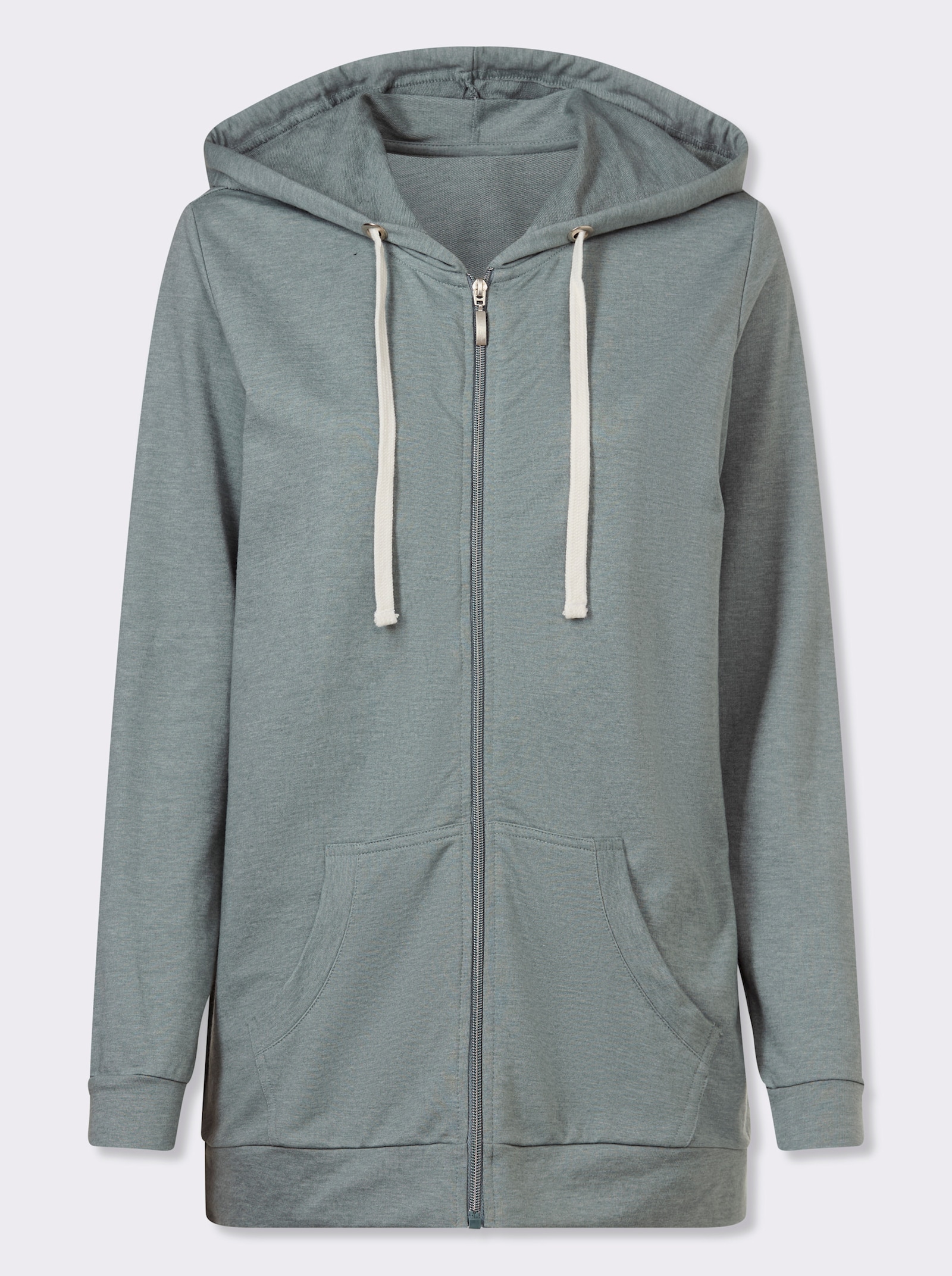 Sweatjacke in Longform - jade-meliert