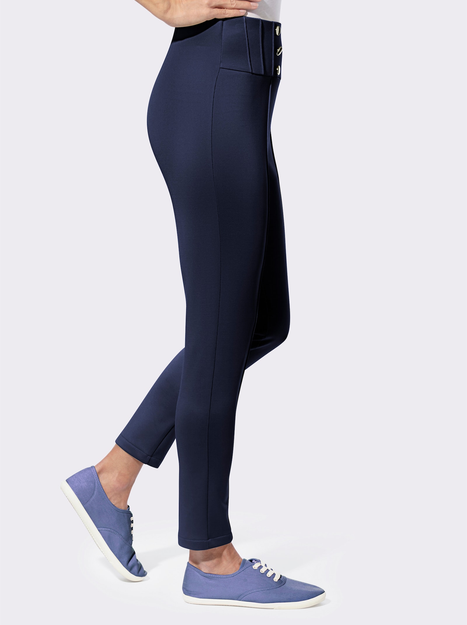 Jerseyhose mit Biesenverzierung - marine