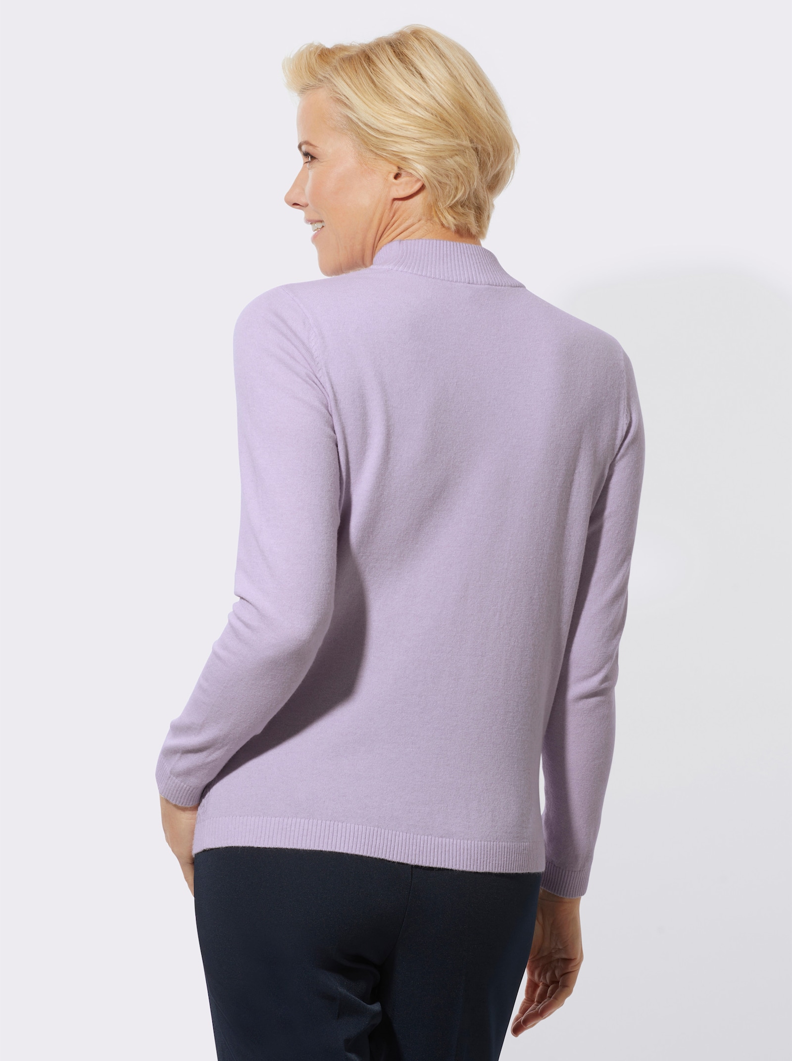 Stehkragenpullover in superweicher Qualität - flieder
