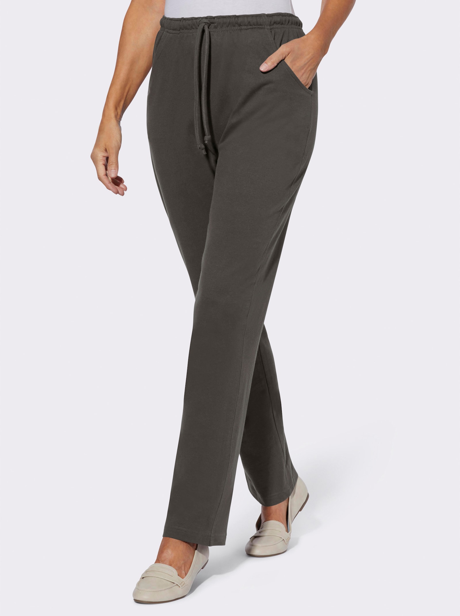 Jerseyhose mit Tunnelzug und Bindeband - graphit