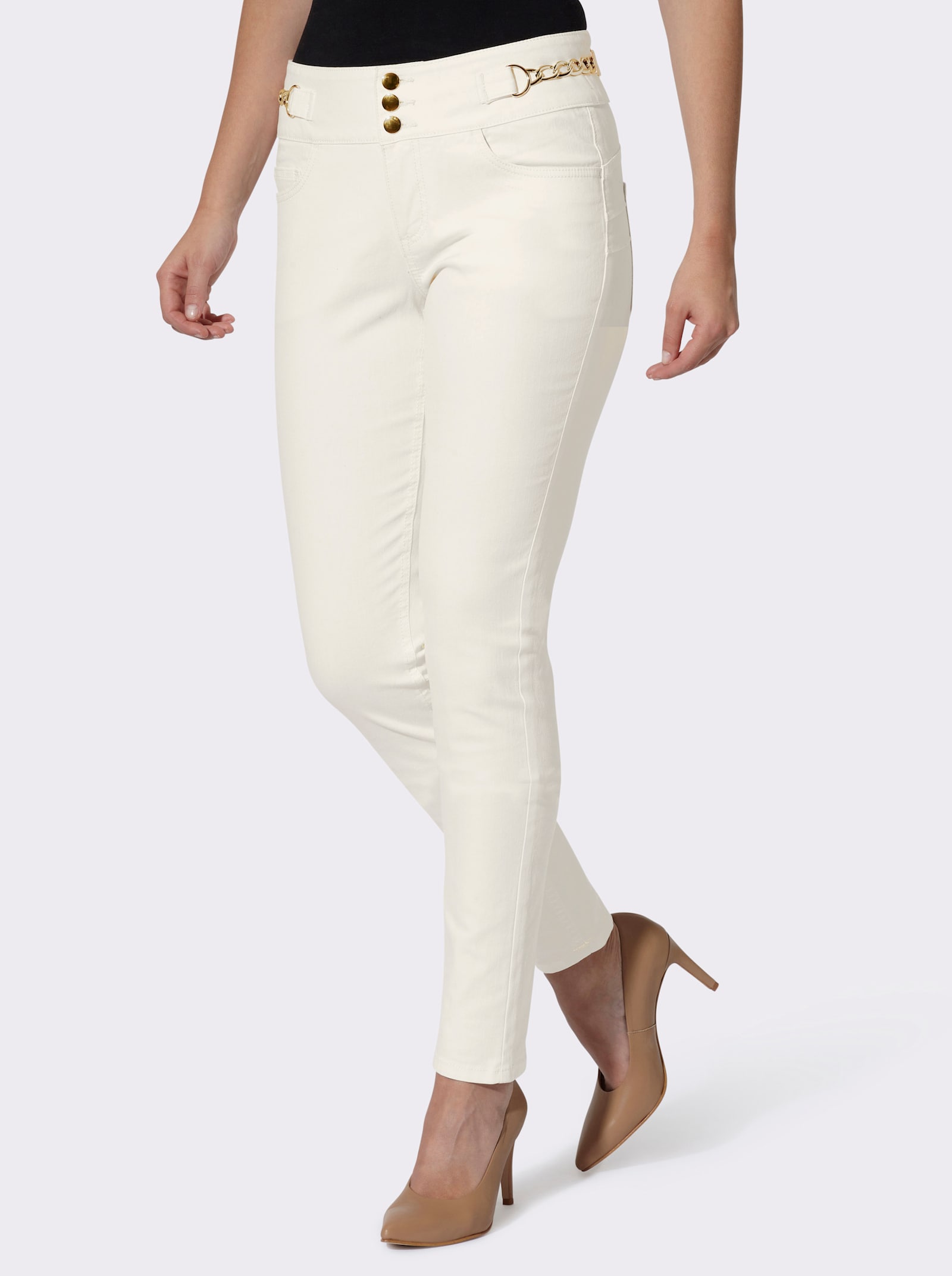 heine Push-up-Jeans mit Ketten-Verzierung - ecru