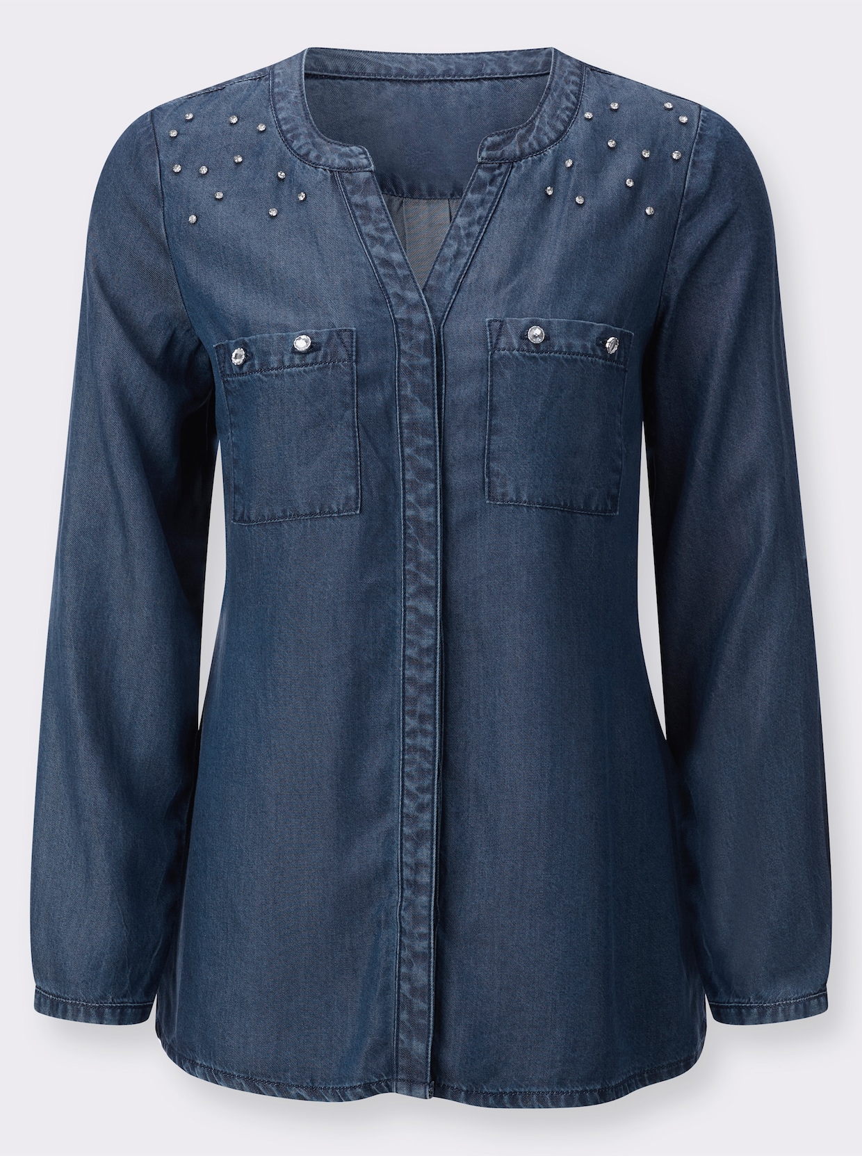 Langarm-Bluse - blue-bleached