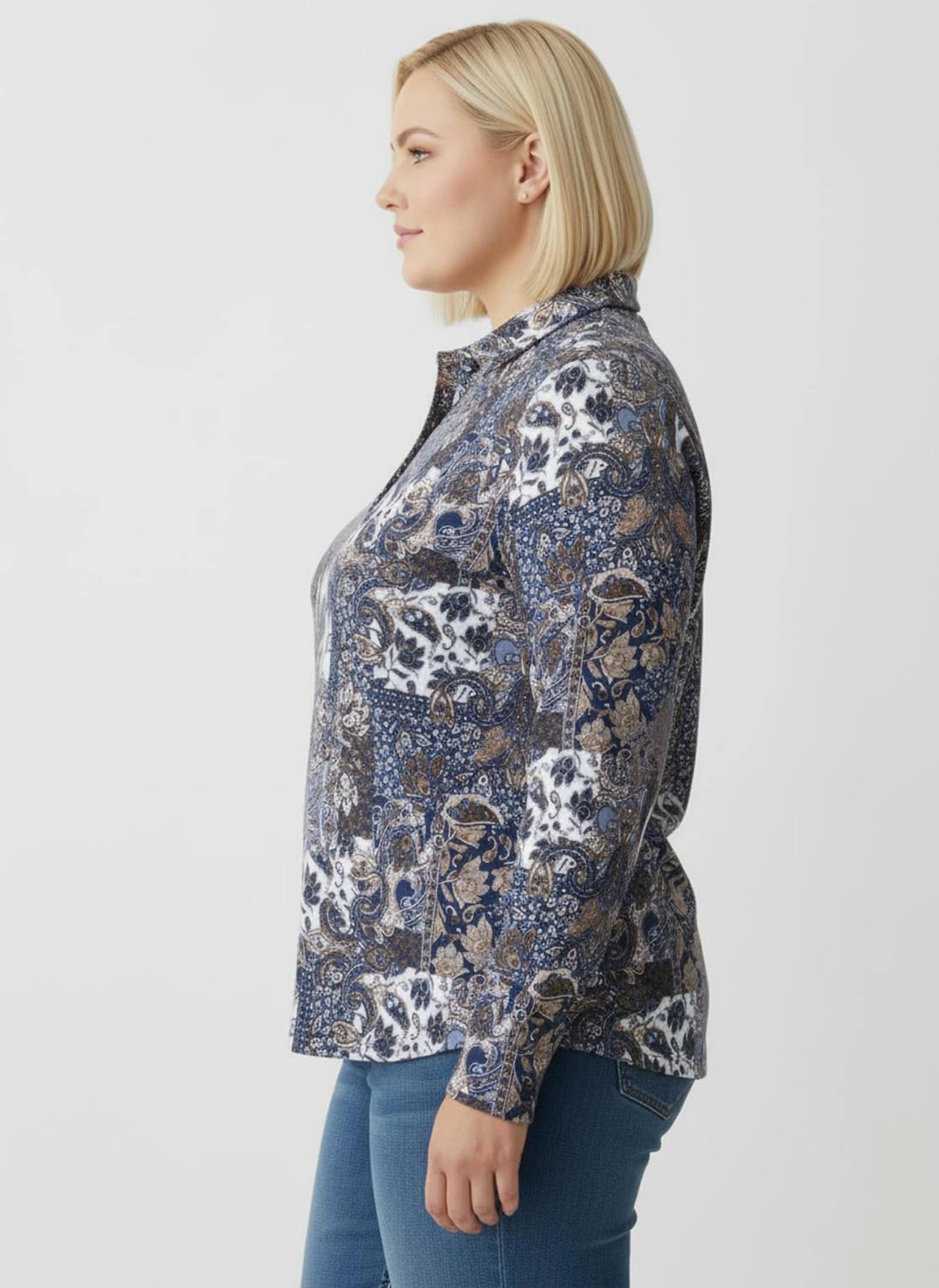Print-Shirt mit Paisley-Dessin - taubenblau-bedruckt