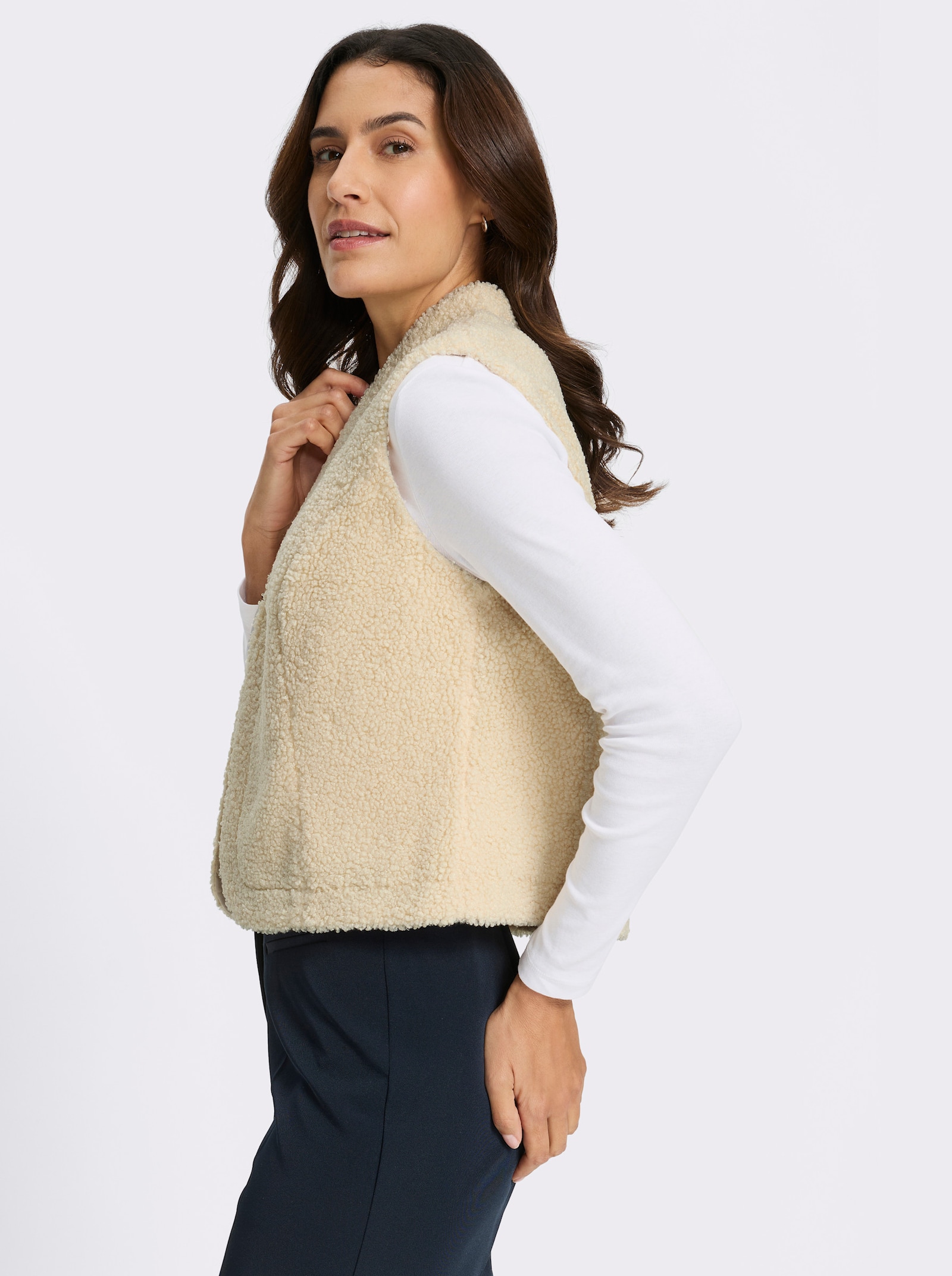 Fellimitatweste mit Hakenverschluss - champagner