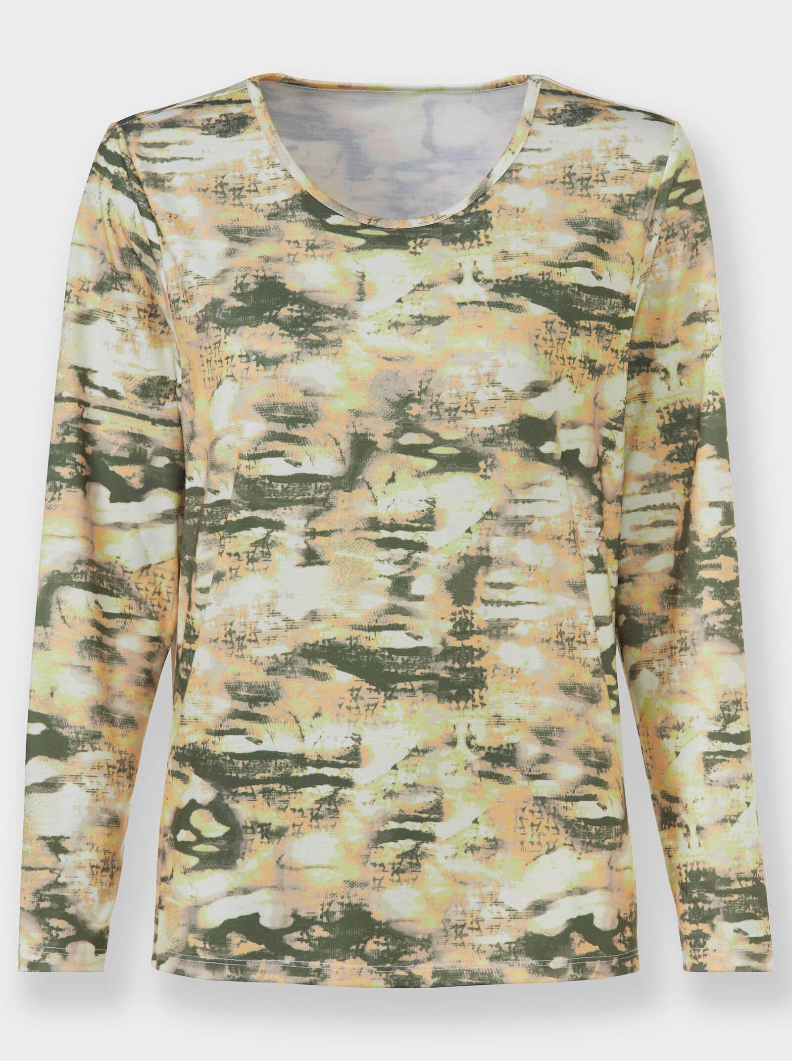 Shirt met lange mouwen van vormvast materiaal - leem/vanille bedrukt