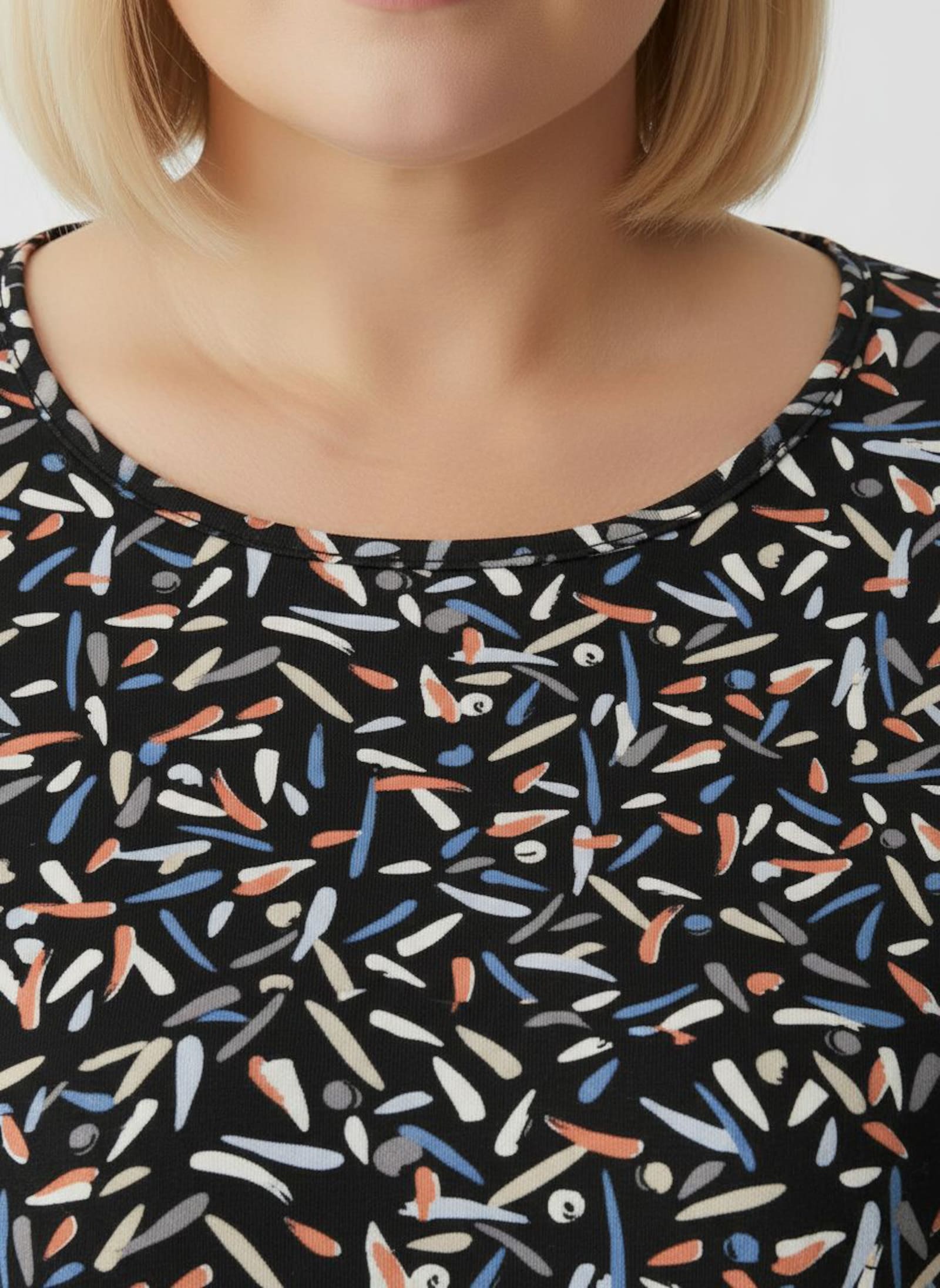 Langarmshirt mit Grafik-Dessin - schwarz-papaya-bedruckt