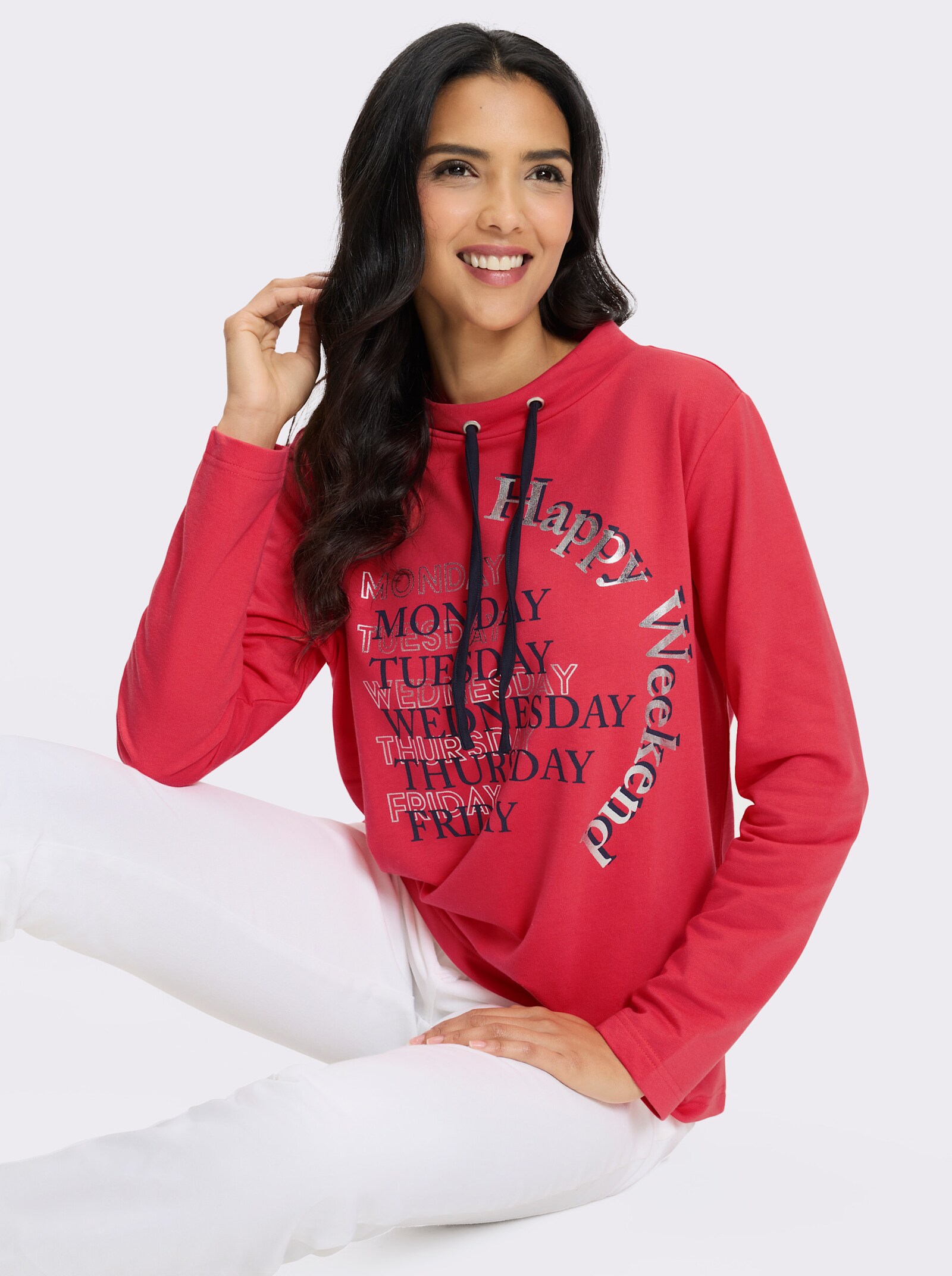 Sweatshirt mit halsfernem Stehkragen - hummer-marine-bedruckt