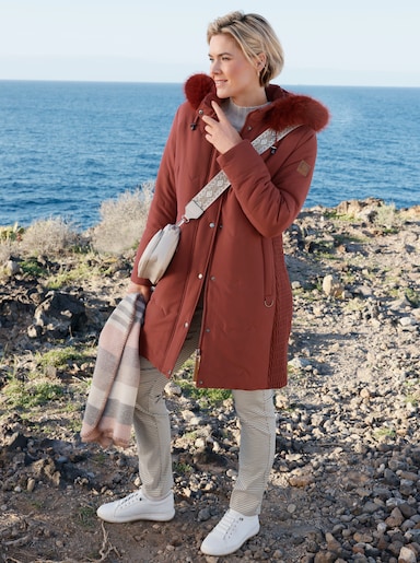Steppjacke mit Teddy-Fleece-Futter - rostrot