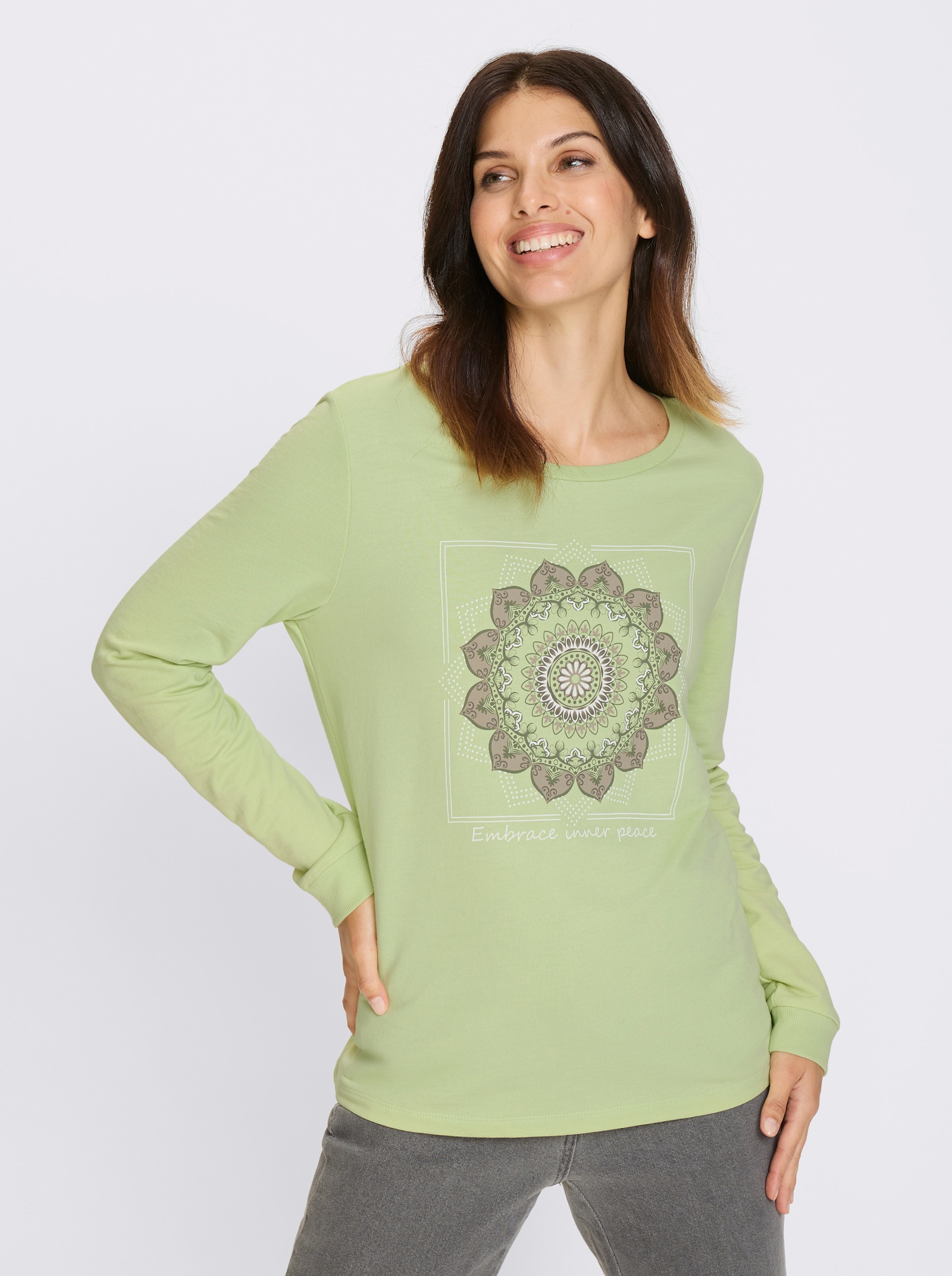 Sweatshirt mit Mandala-Druck - pistazie-sesam