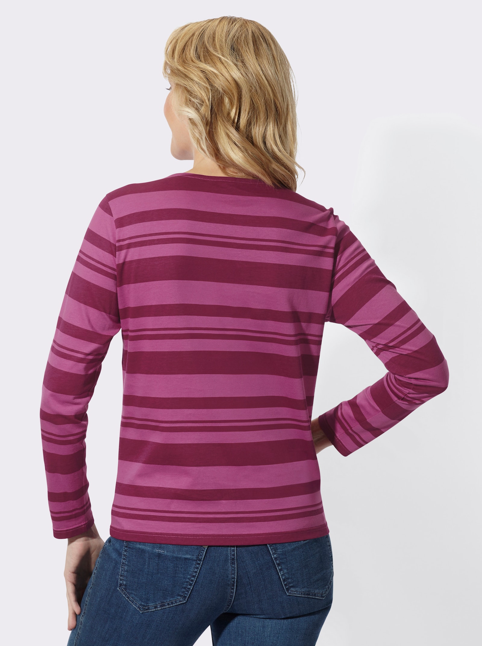 Streifenshirt mit Rundhals-Ausschnitt - erika-malve-gestreift