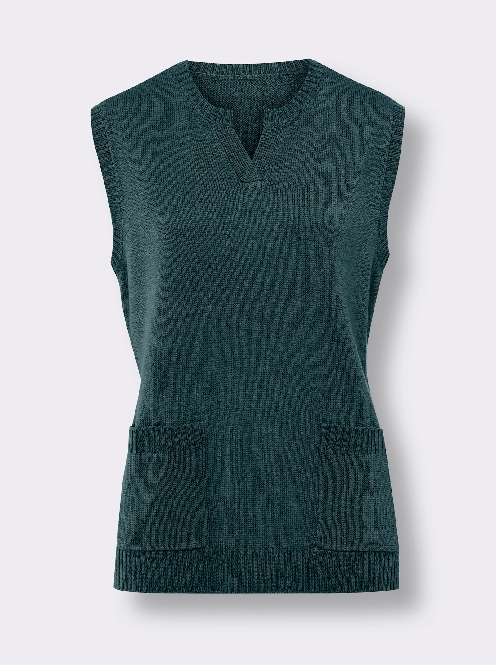 Slipover med påsydda fickor - petrol