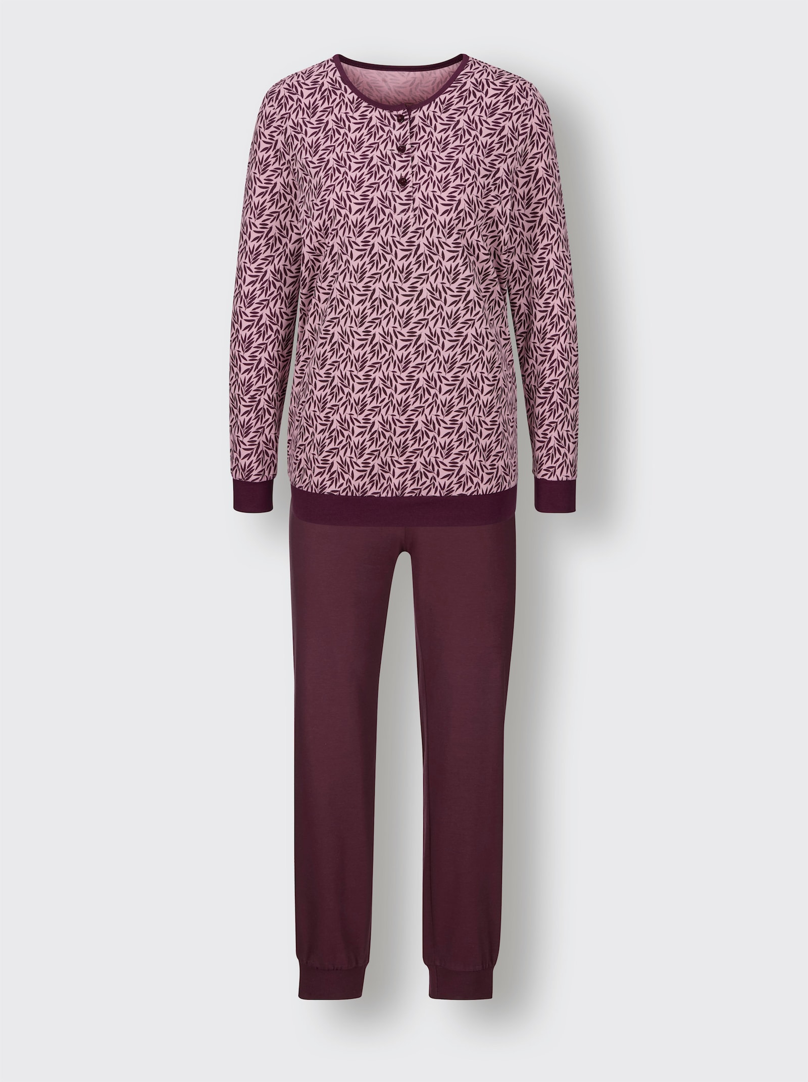 wäschepur Schlafanzüge - mint-jade-bedruckt + rosé-burgund-bedruckt